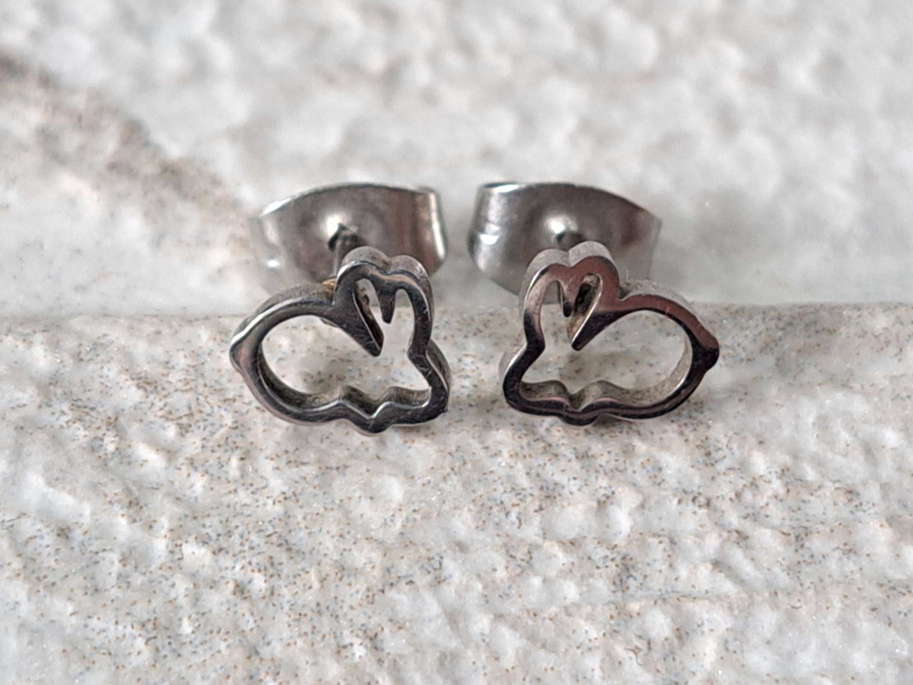 Silver Small Hollow Rabbit Earrings