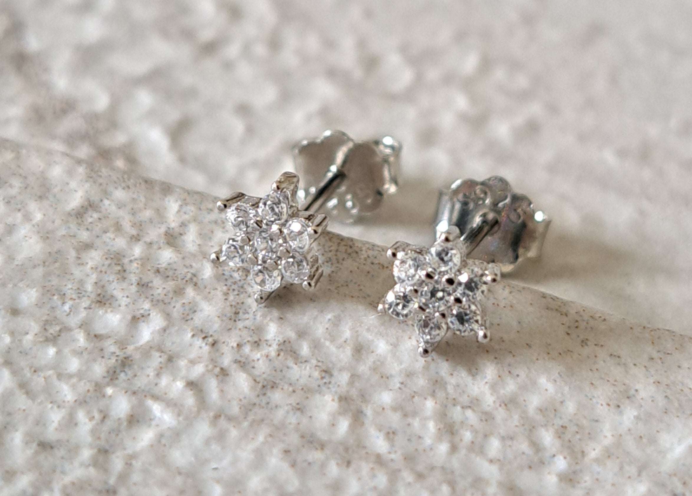 Tiny Sterling Silver Swarovski Crystal Stud Earrings