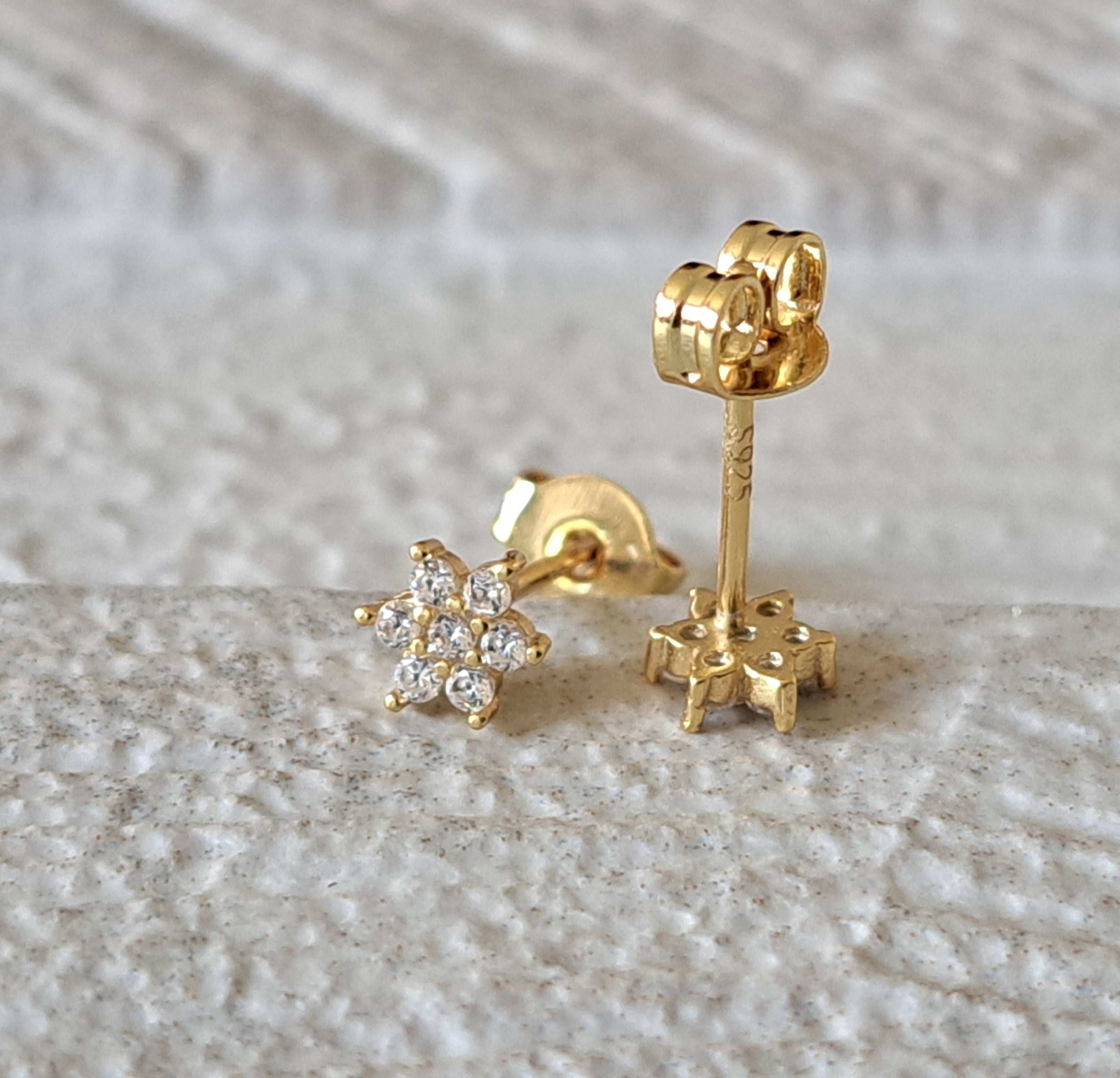 Tiny Gold Swarovski Crystal Stud Earrings