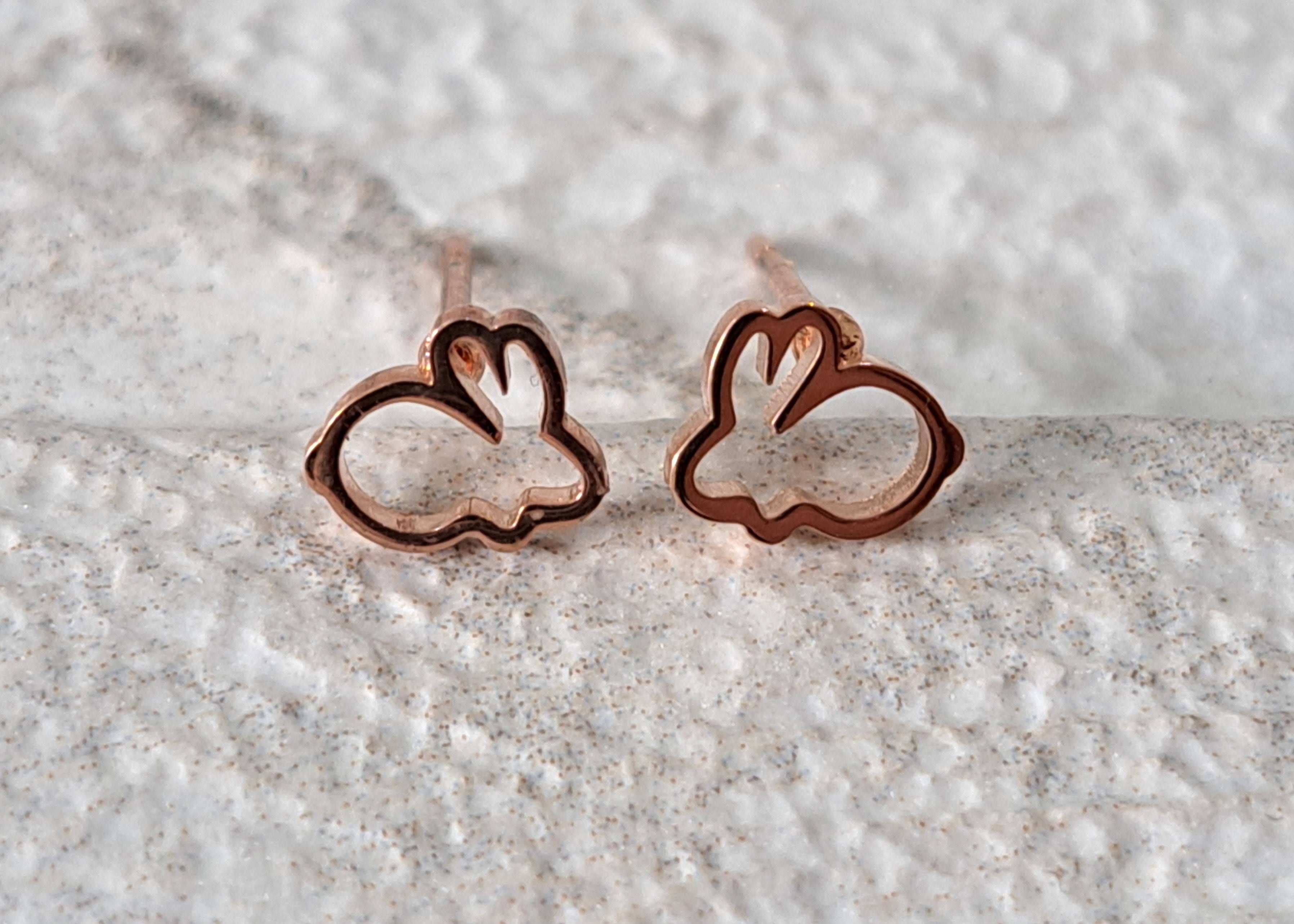 Rose Gold Small Hollow Rabbit Earrings