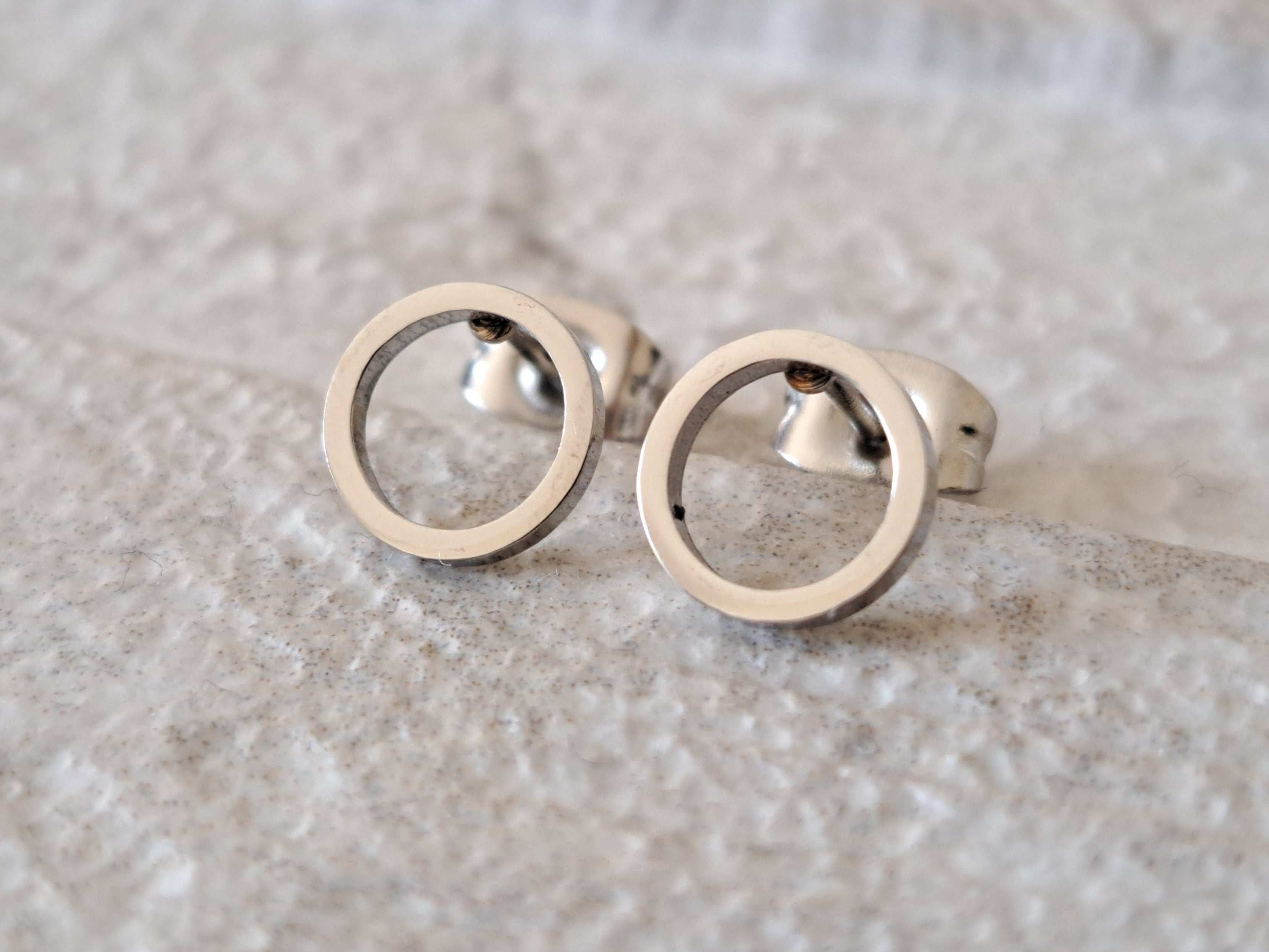 Silver Small Hollow Round Circle Earrings