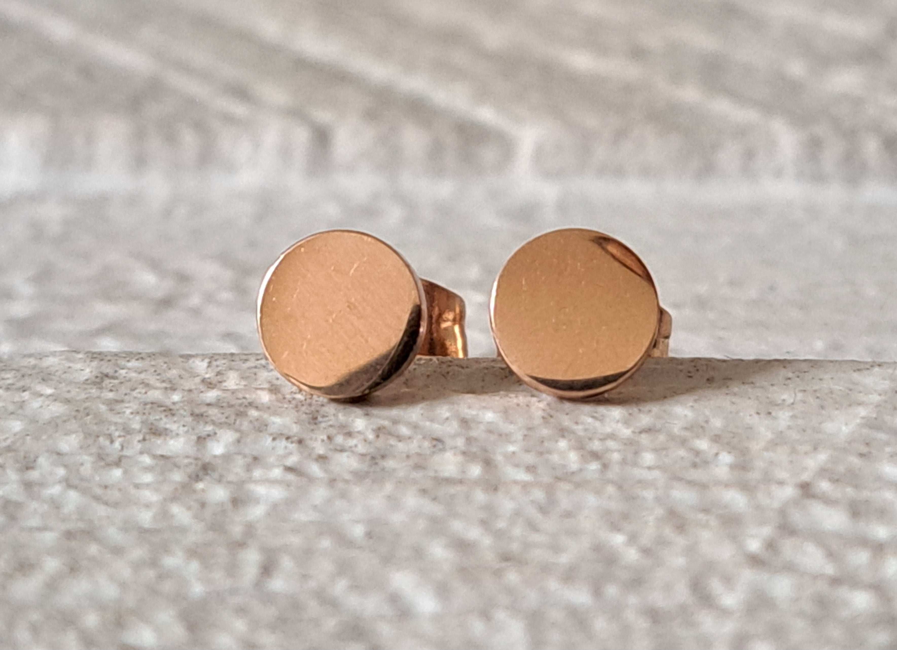 Rose Gold Small Circle Dot Round Earrings
