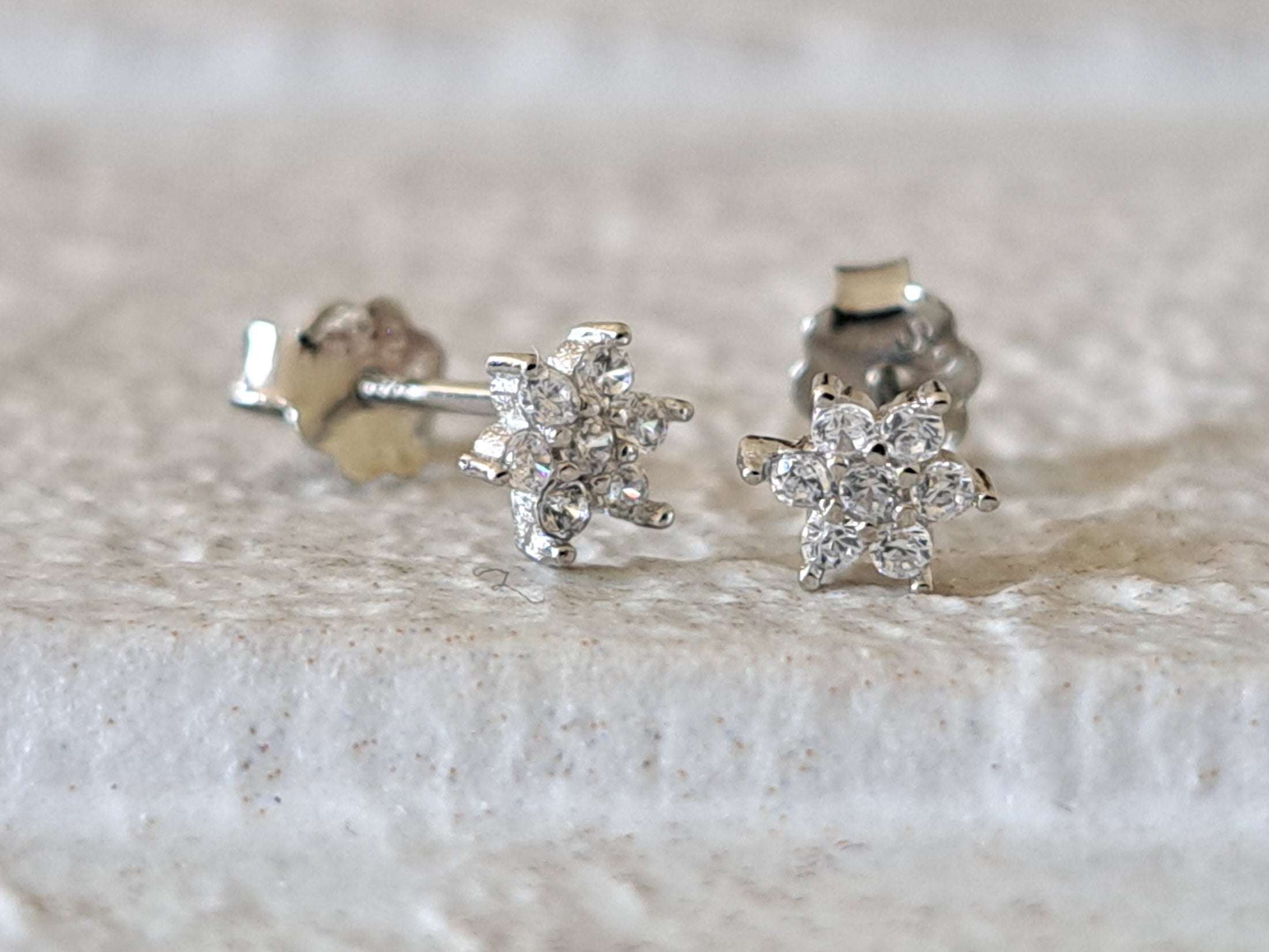 Tiny Sterling Silver Swarovski Crystal Stud Earrings