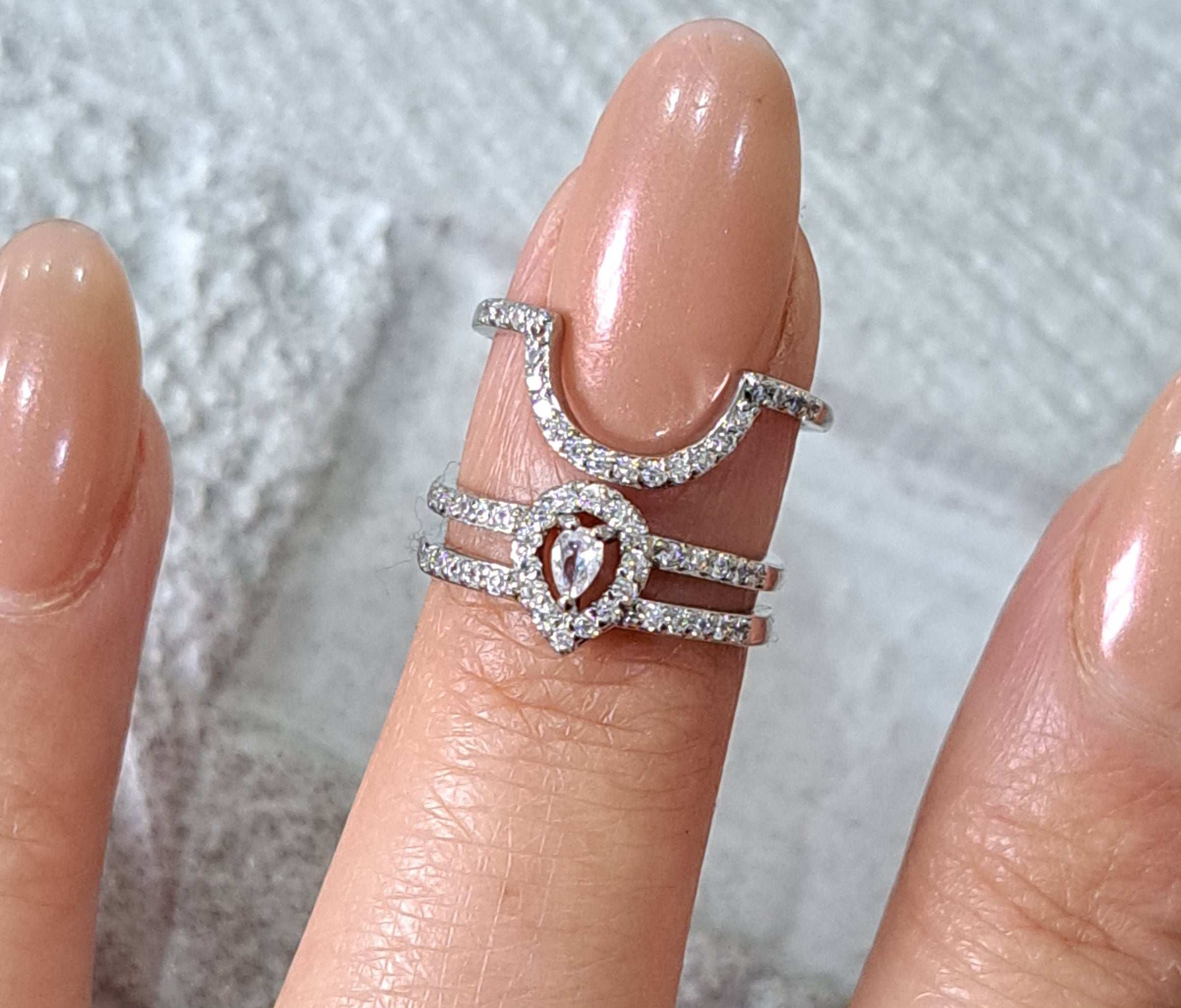 Silver Swarovski Crystal Curve Fingertip Nail Ring