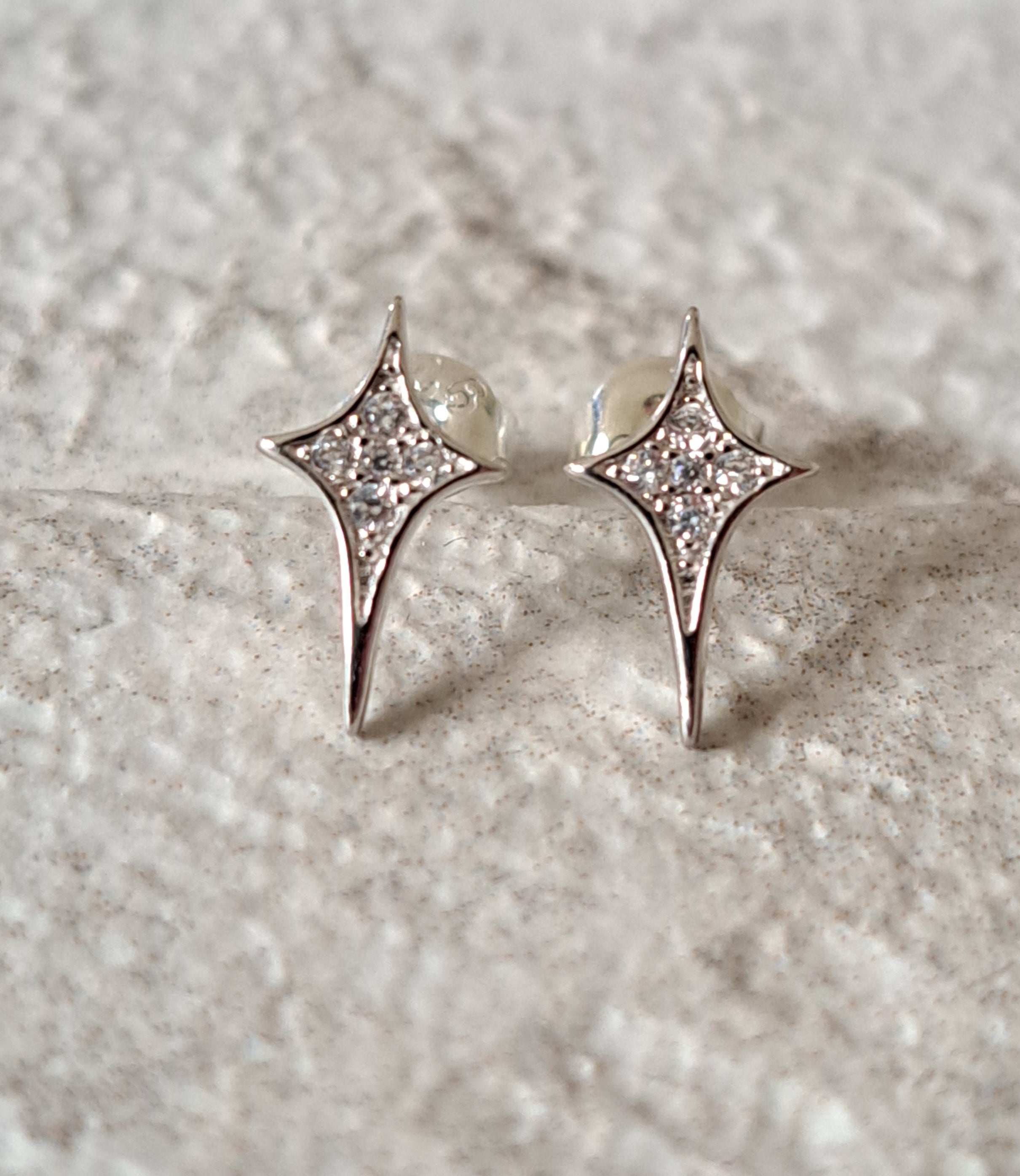 Silver 925 Cross Swarovski Crystal Star Earrings