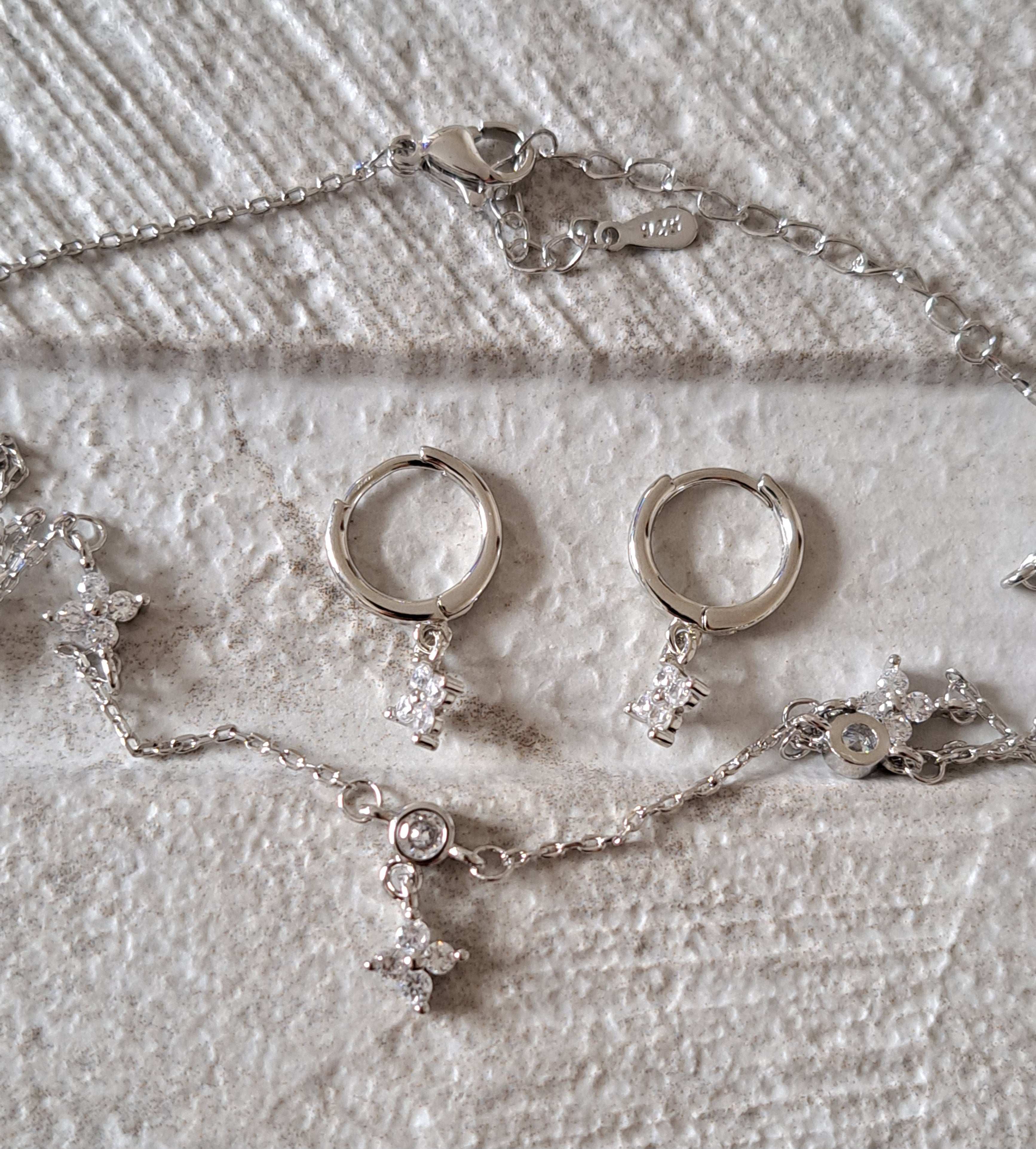 Sterling Silver Plated Swarovski Crystal Necklace & Earring Set