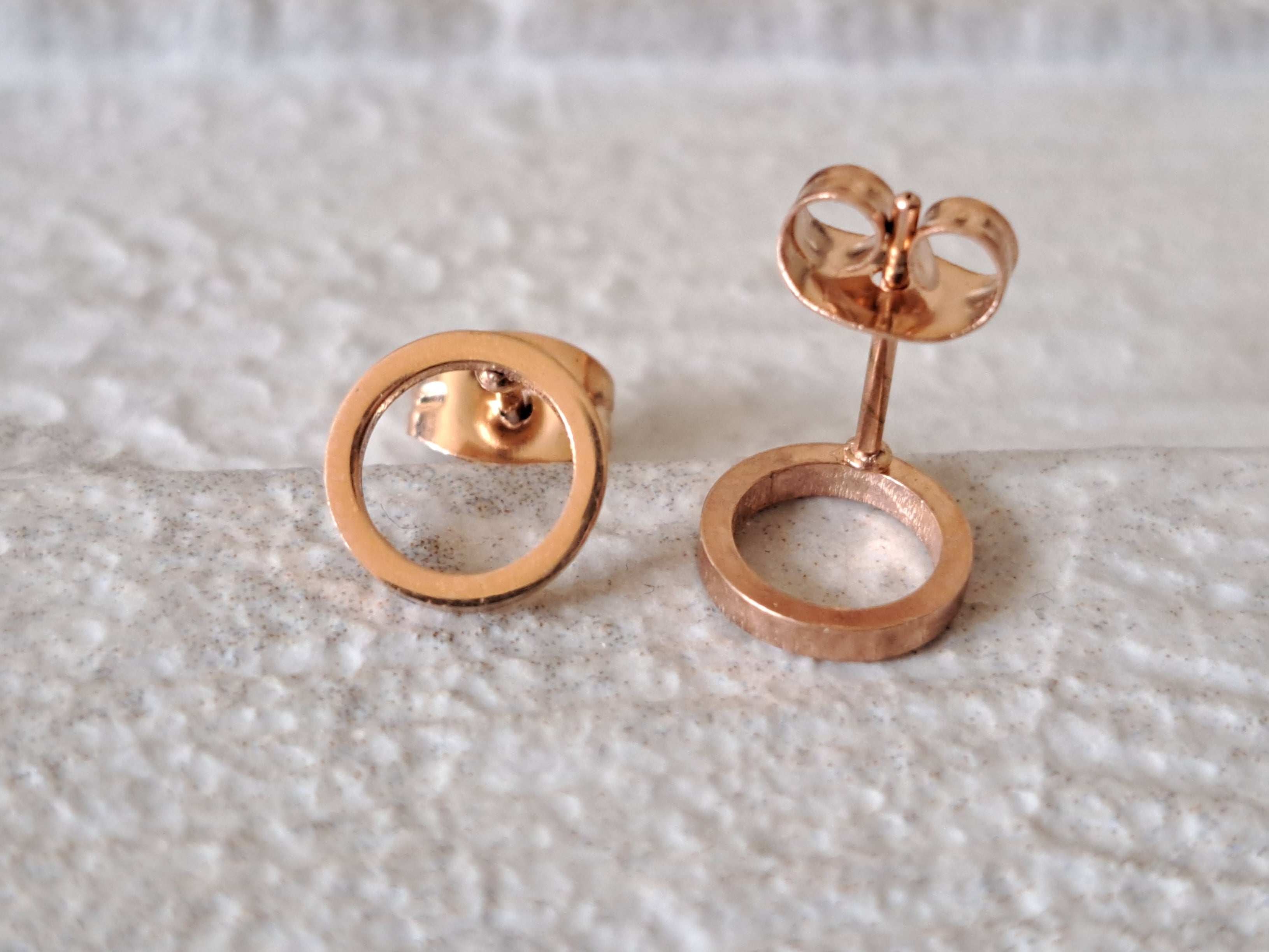 Rose Gold Small Hollow Round Circle Earrings