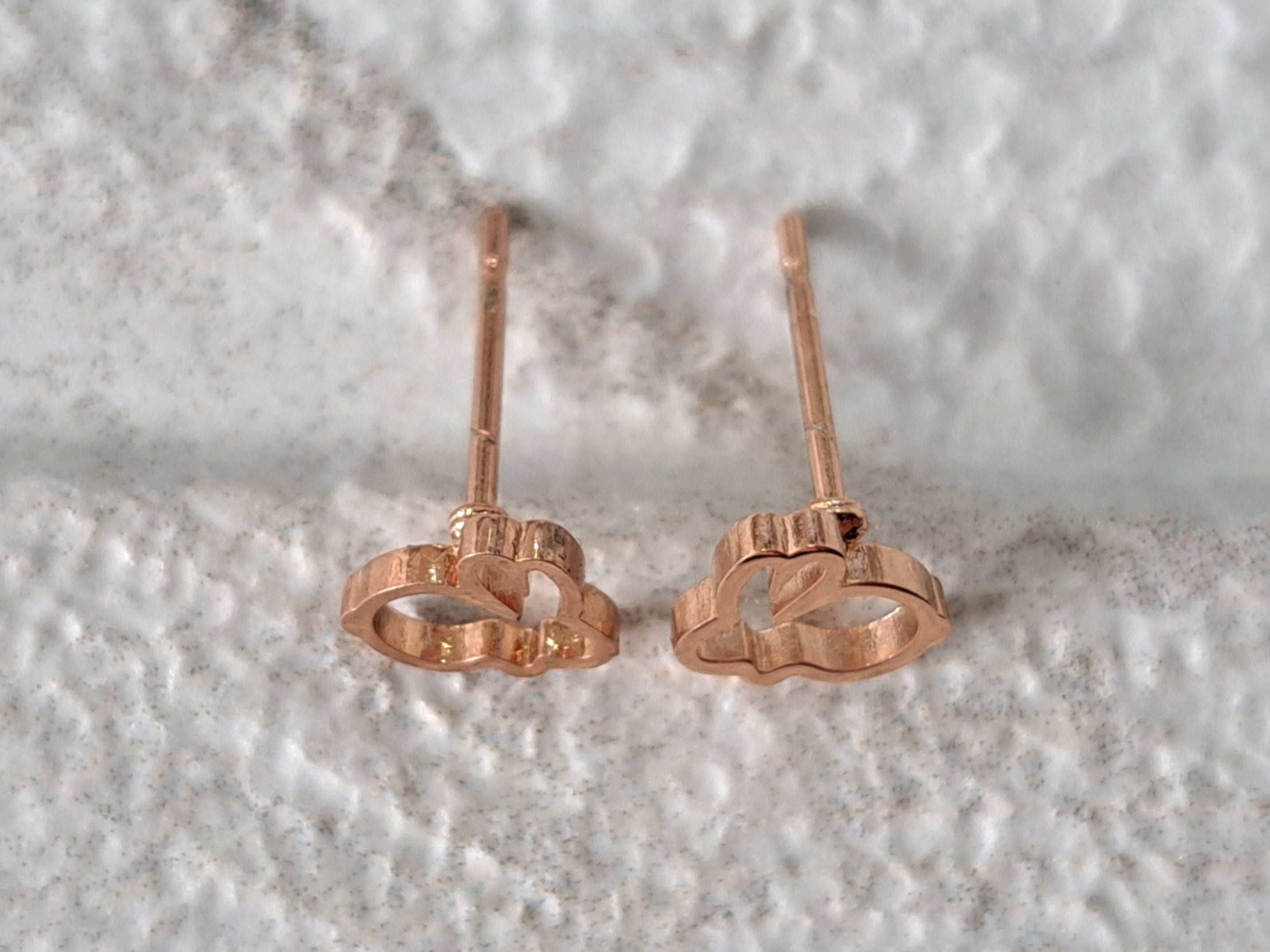 Rose Gold Small Hollow Rabbit Earrings