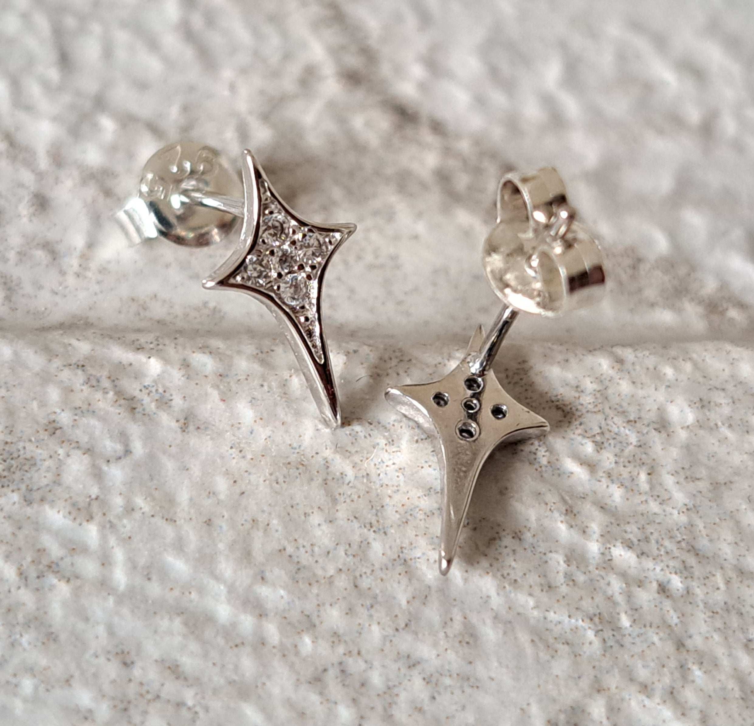 Silver 925 Cross Swarovski Crystal Star Earrings