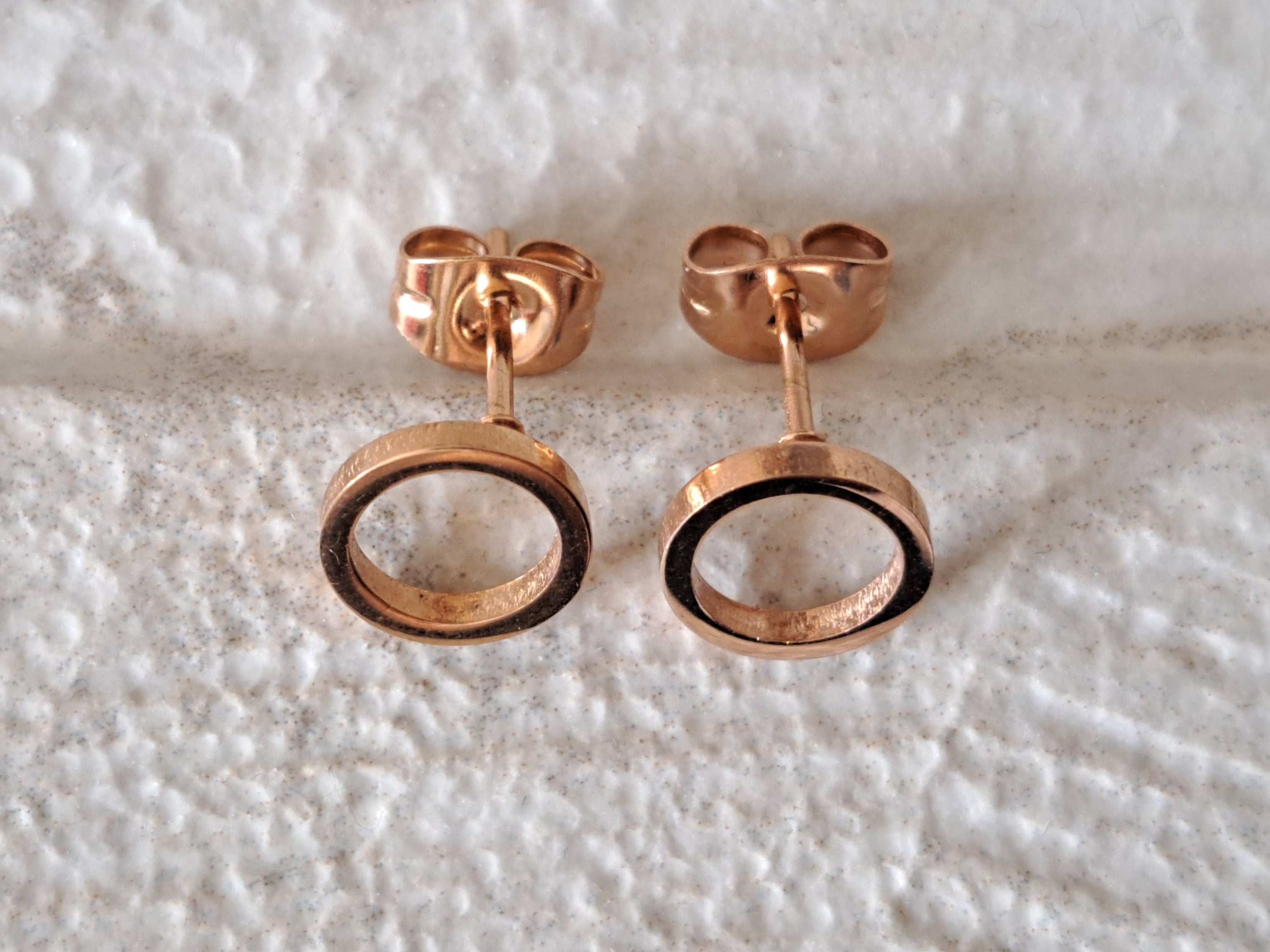 Rose Gold Small Hollow Round Circle Earrings