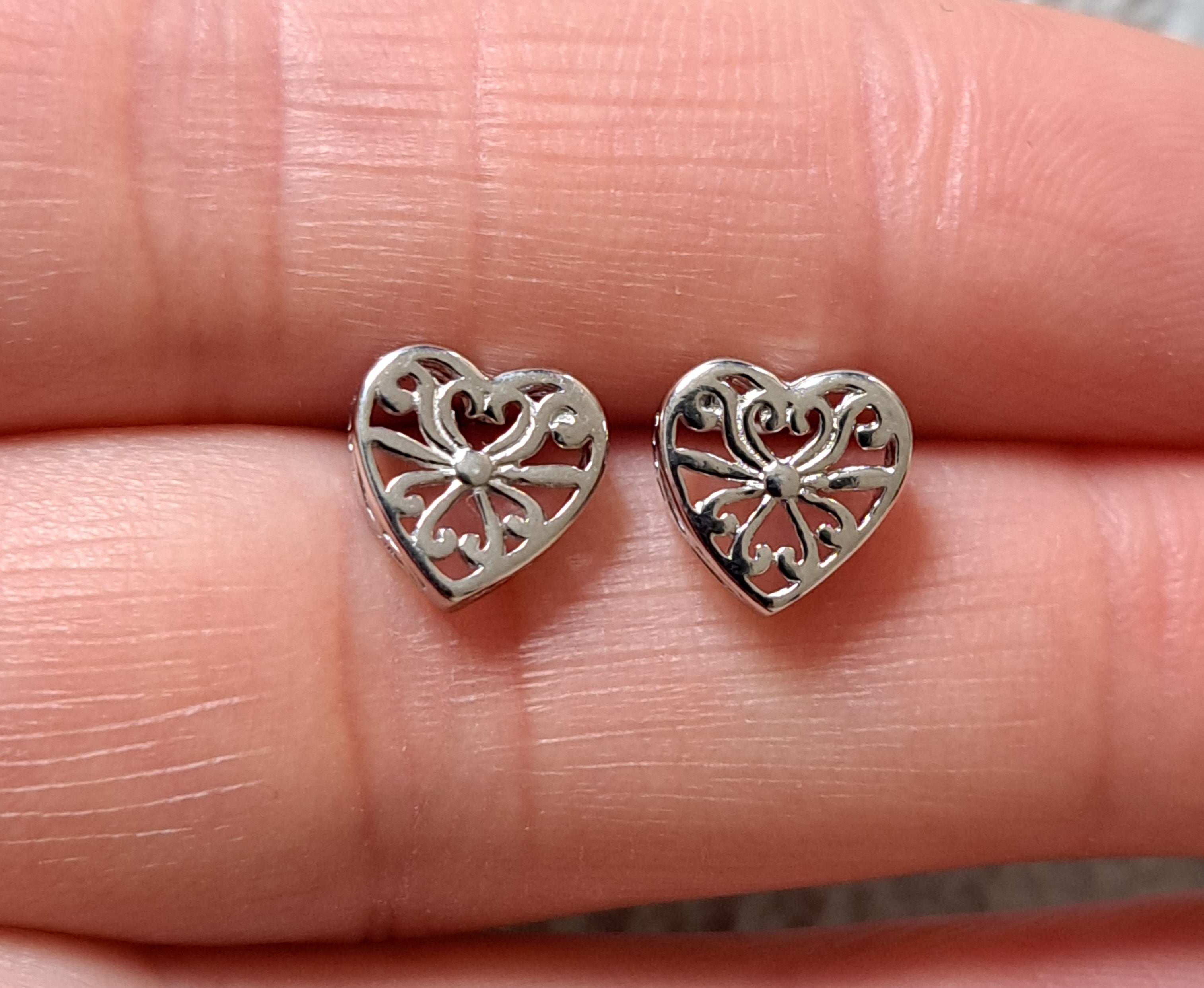 Small Sterling Silver Heart Stud Earrings