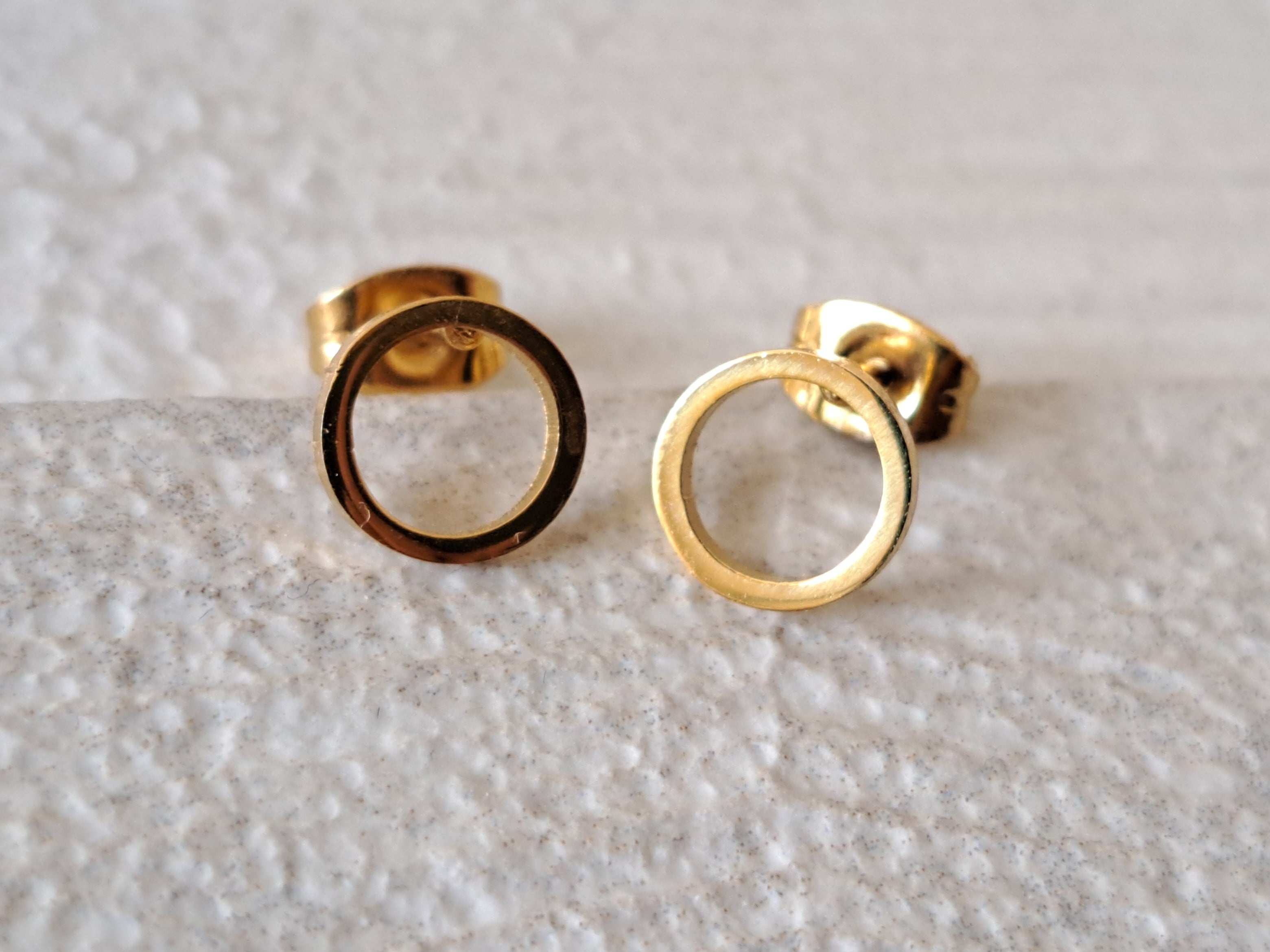 Gold Small Hollow Round Circle Earrings