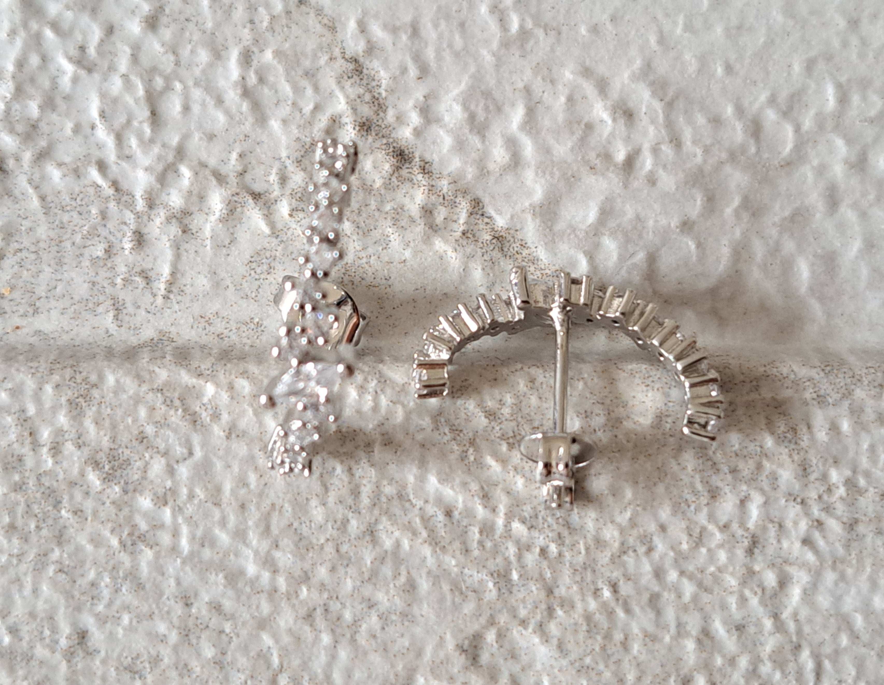 Silver Plated Swarovski Crystal Half Moon Earrings