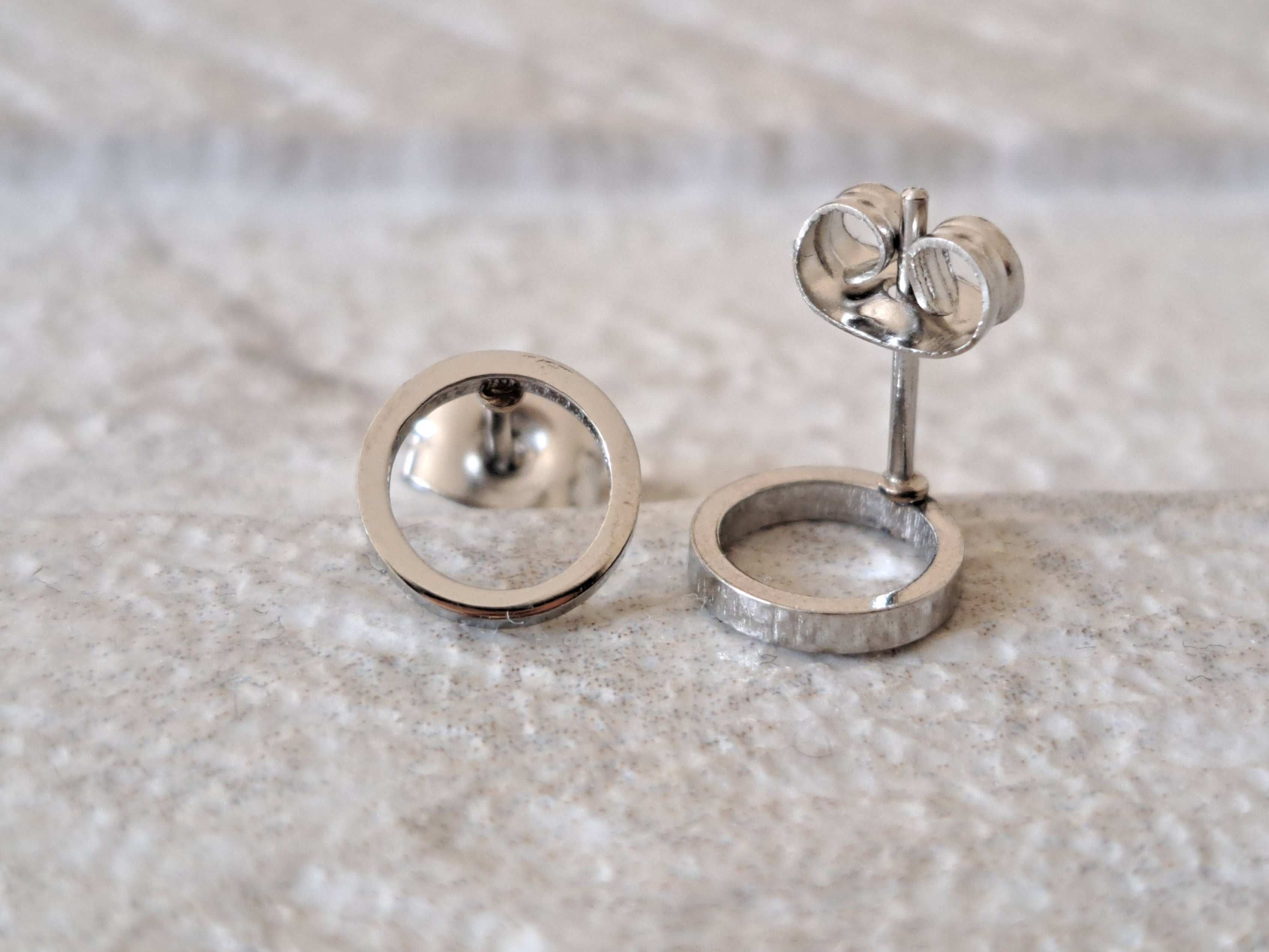 Silver Small Hollow Round Circle Earrings