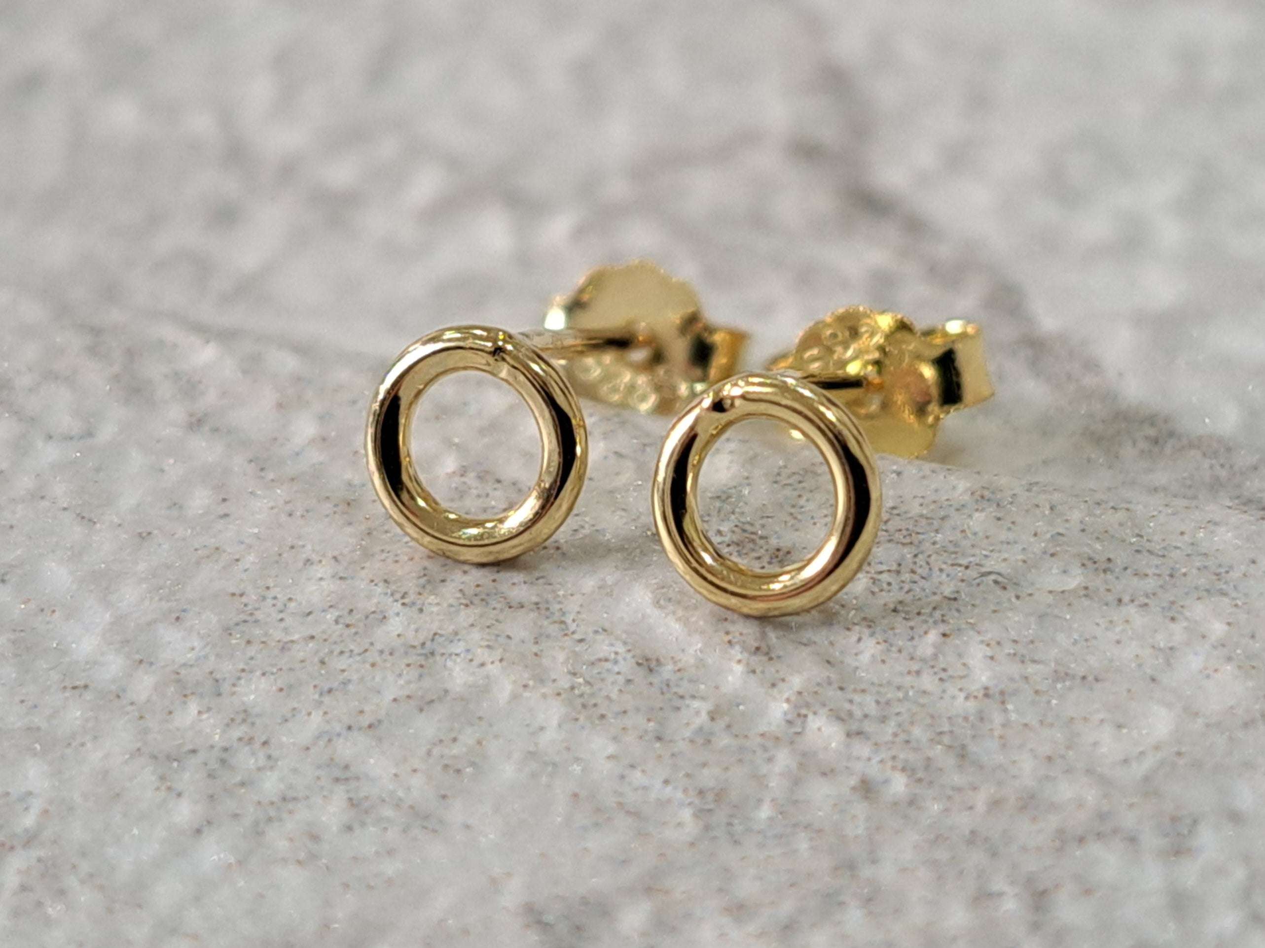 Gold Mini Hollow Round Circle Stud Earrings