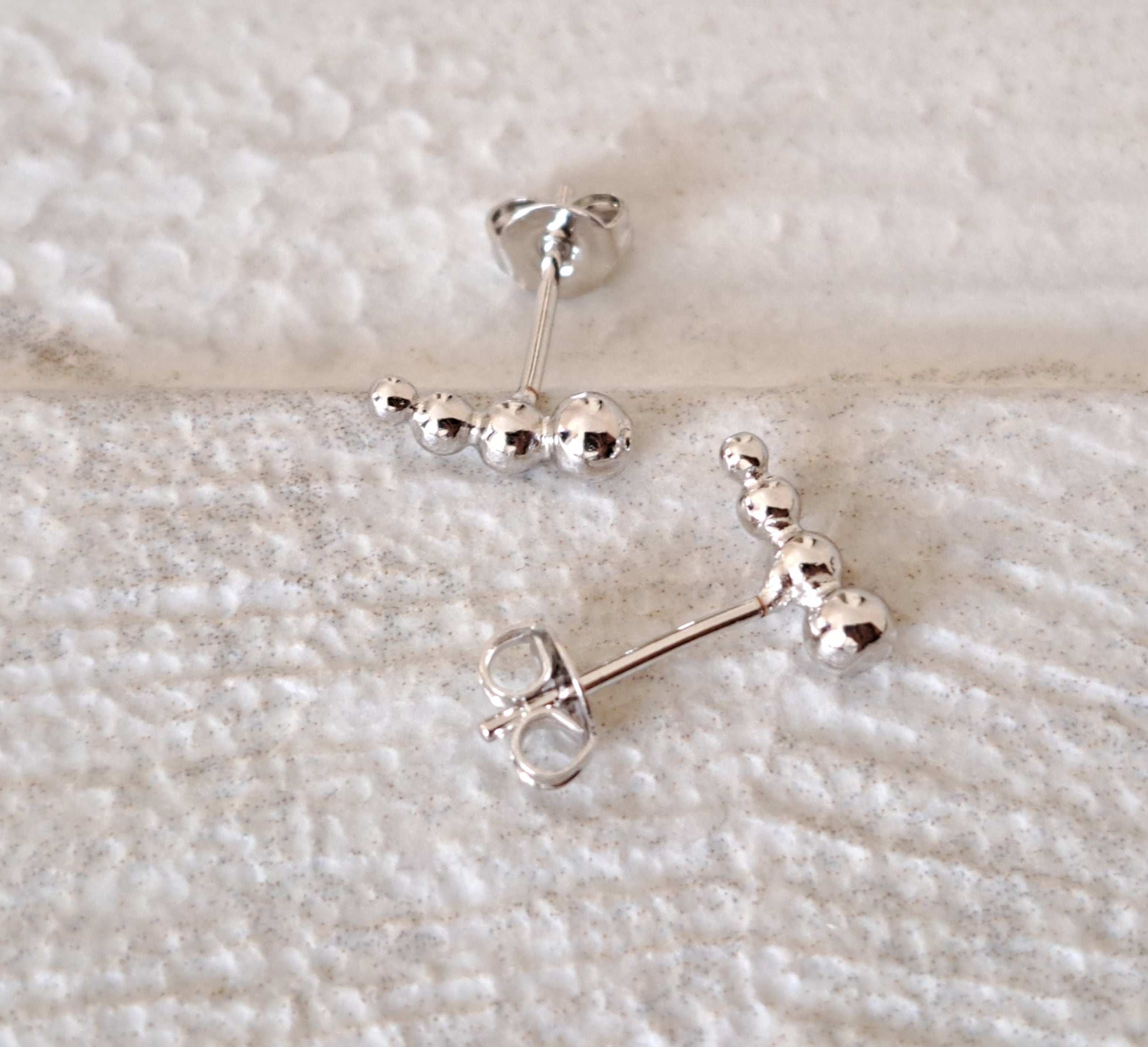 Small Silver Four Ball Stud Earrings