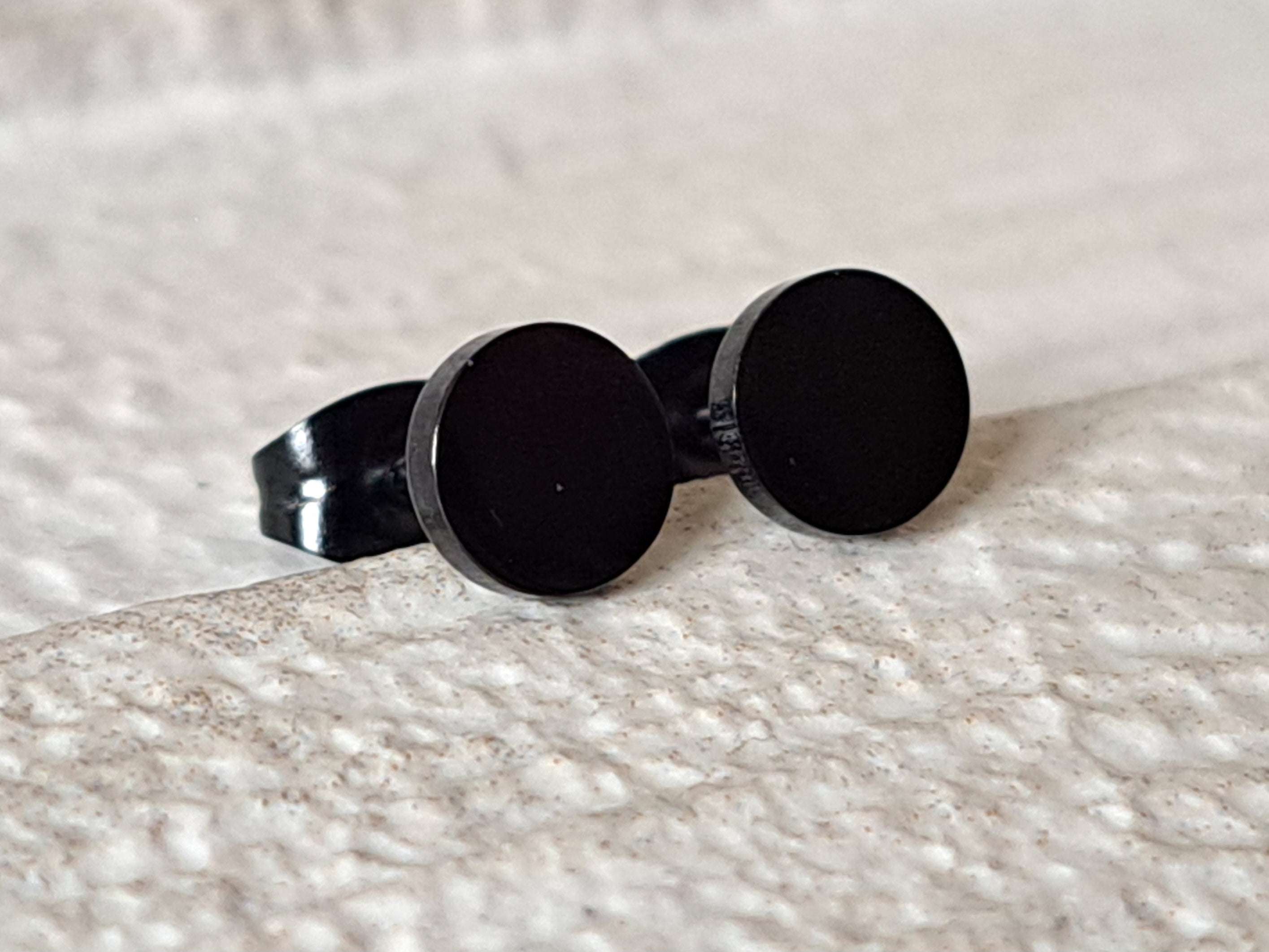 Black Small Circle Dot Round Earrings