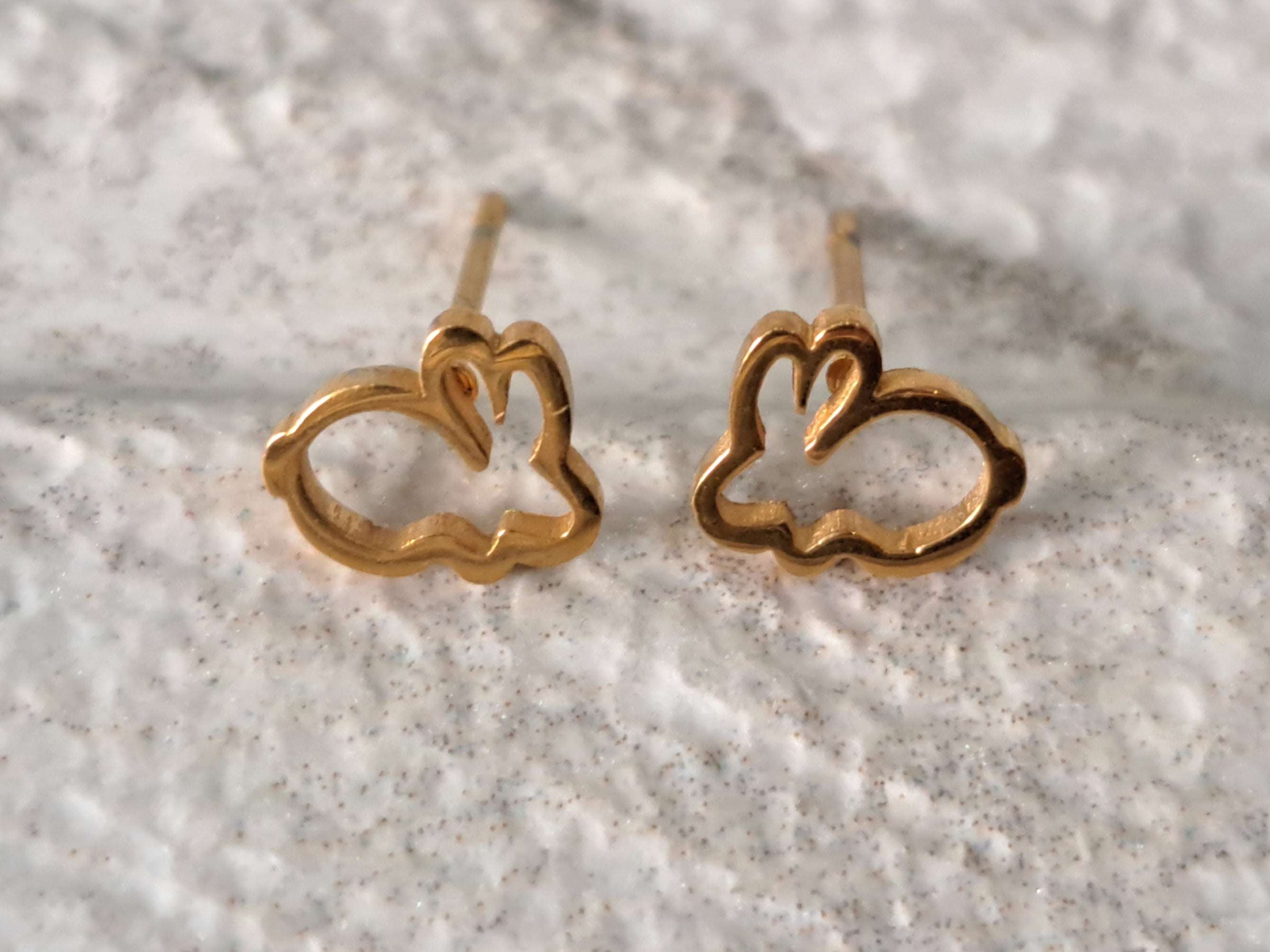 Gold Small Hollow Rabbit Earrings