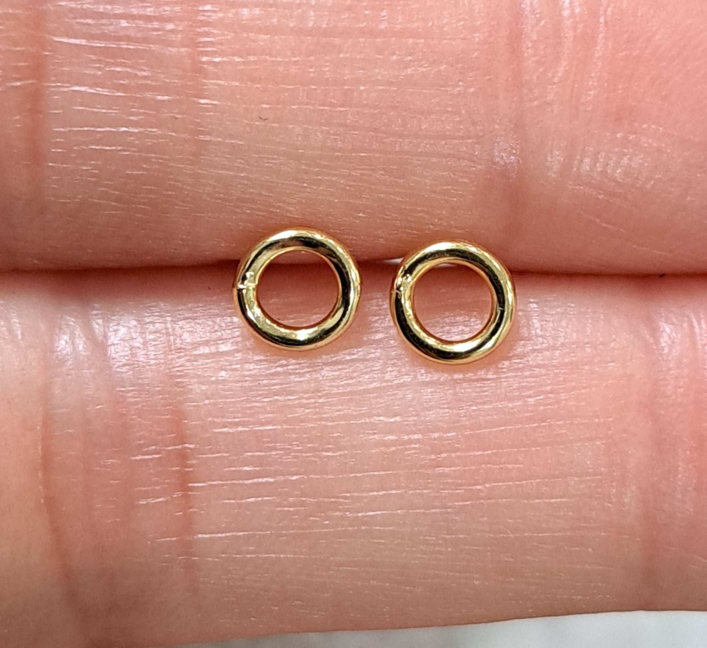 Gold Mini Hollow Round Circle Stud Earrings