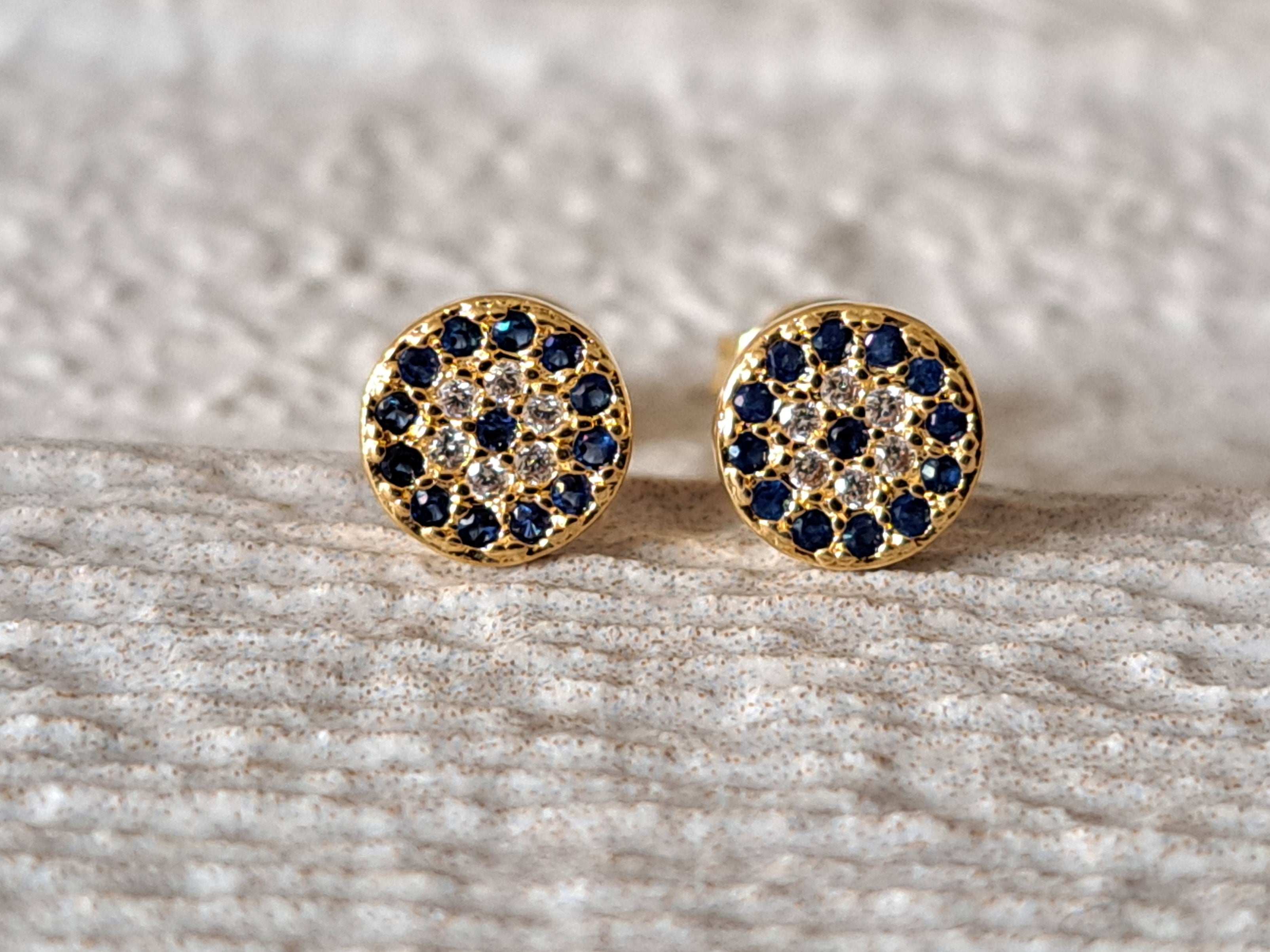 Tiny Gold Swarovski Crystal Evil Eye Stud Earrings