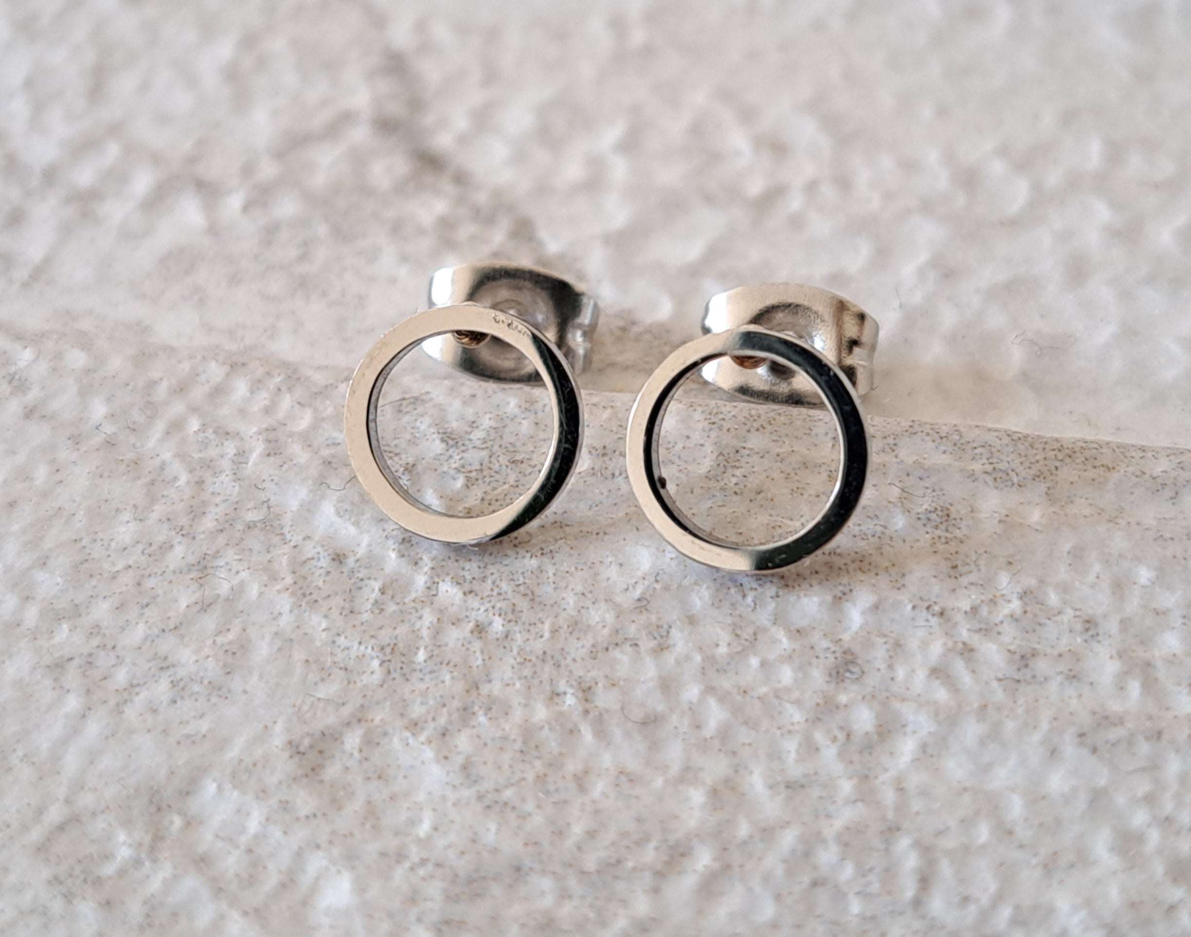 Silver Small Hollow Round Circle Earrings