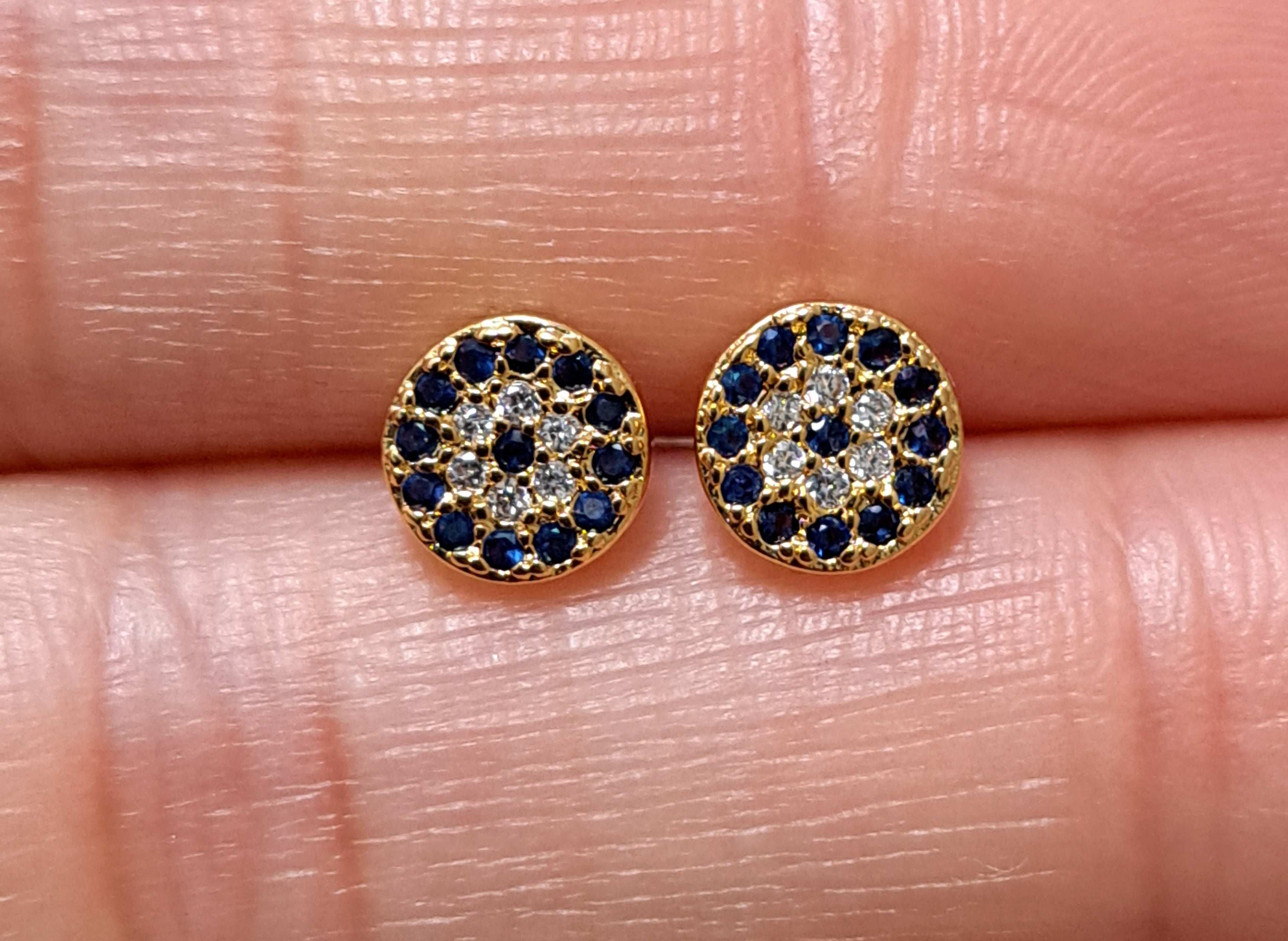 Tiny Gold Swarovski Crystal Evil Eye Stud Earrings