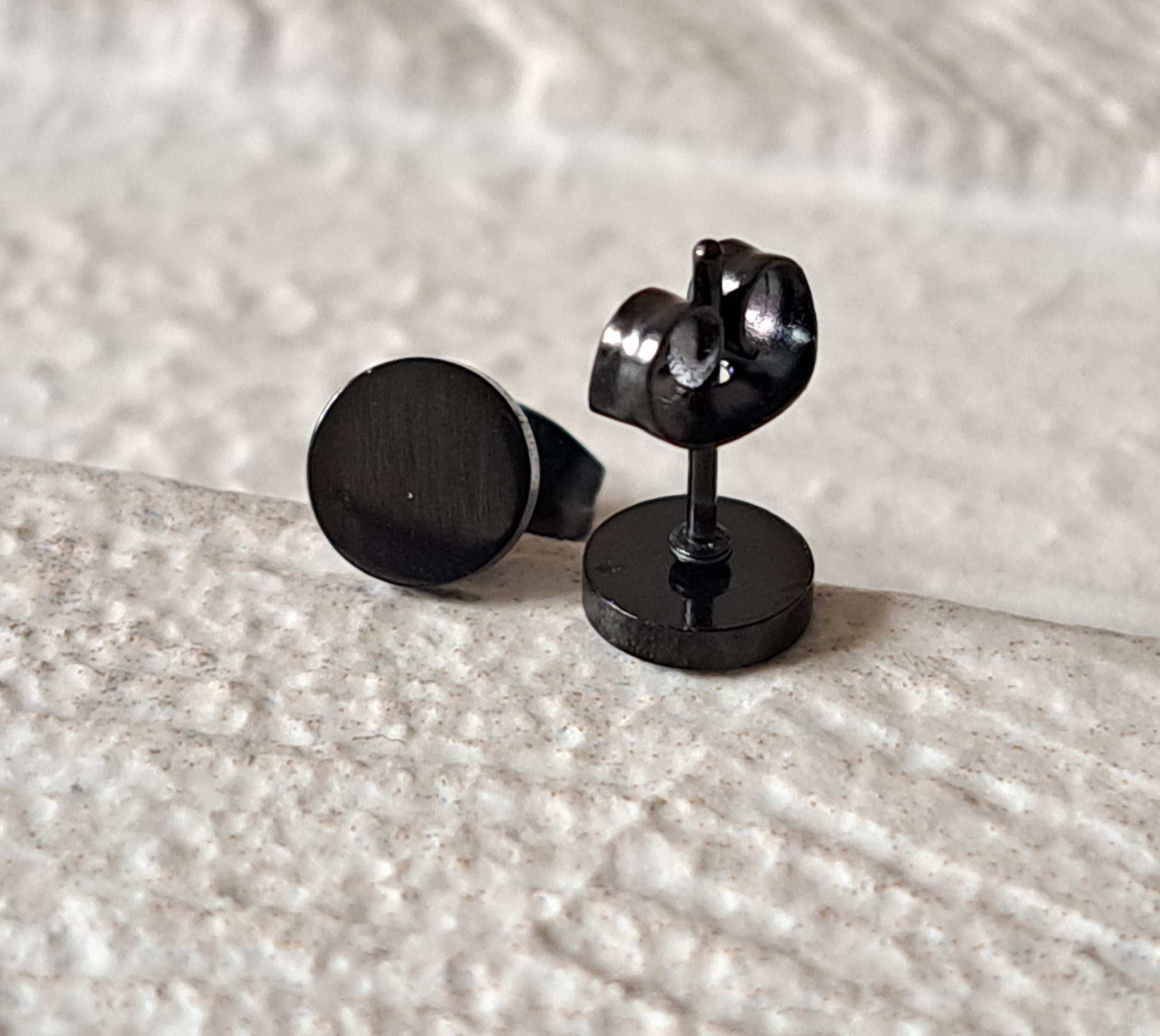 Black Small Circle Dot Round Earrings