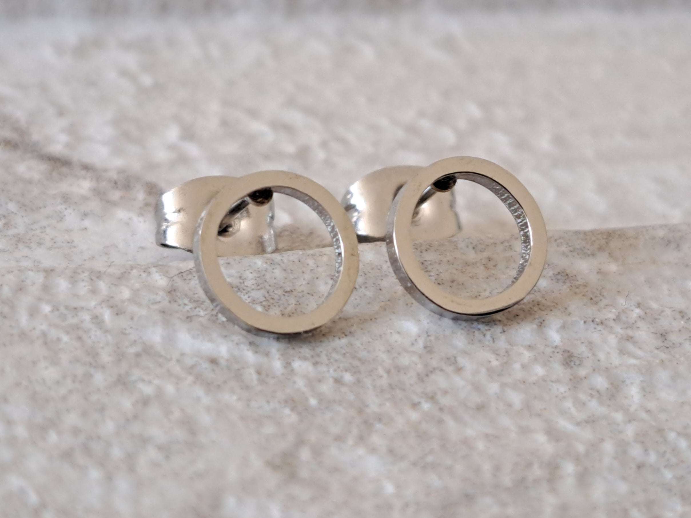Silver Small Hollow Round Circle Earrings