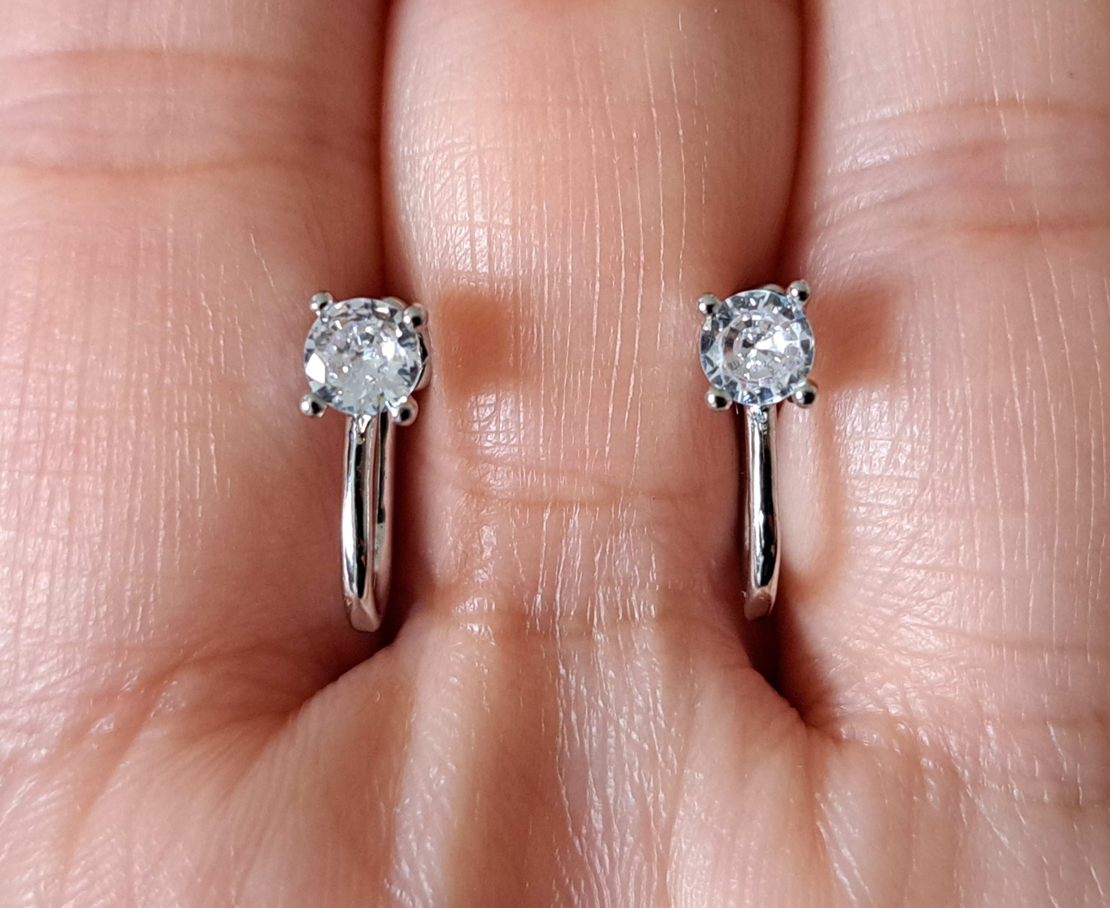 Sterling Silver Clip on 4mm Swarovski Crystal Earrings