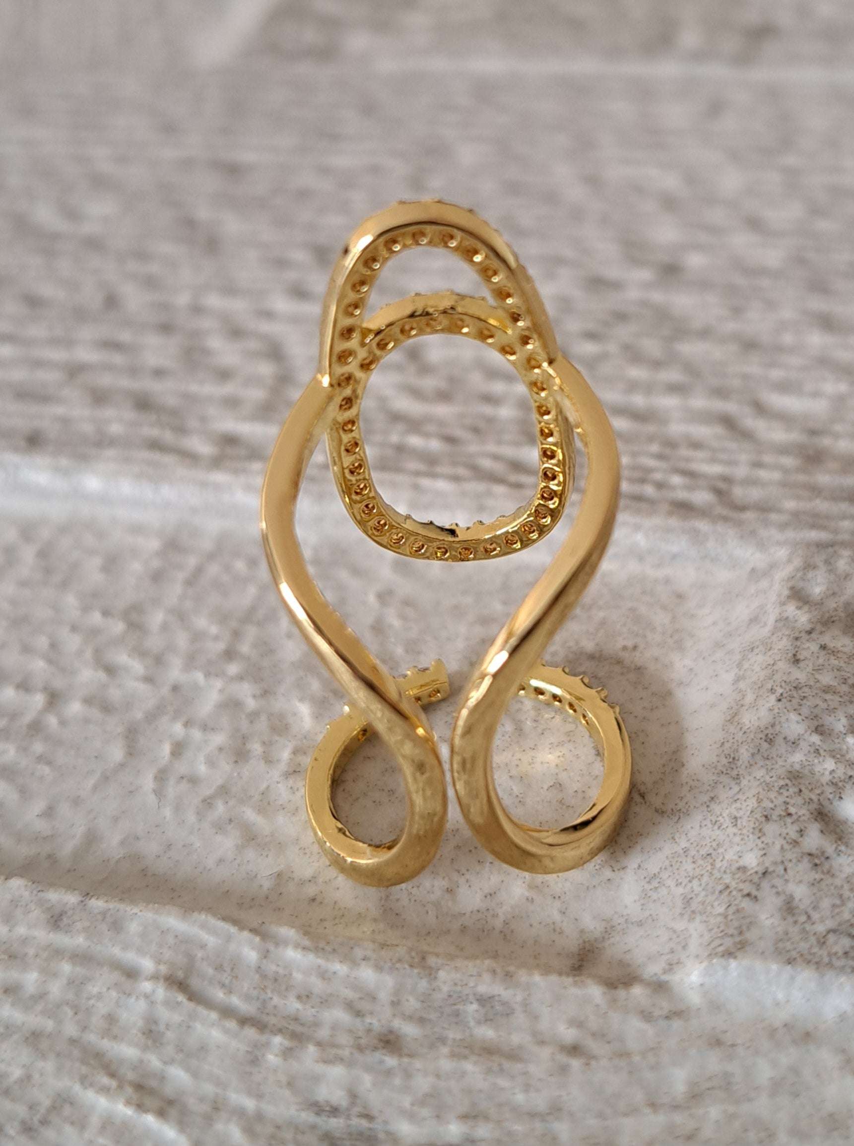 Gold Swarovski Crystal Raindrop Nail Ring