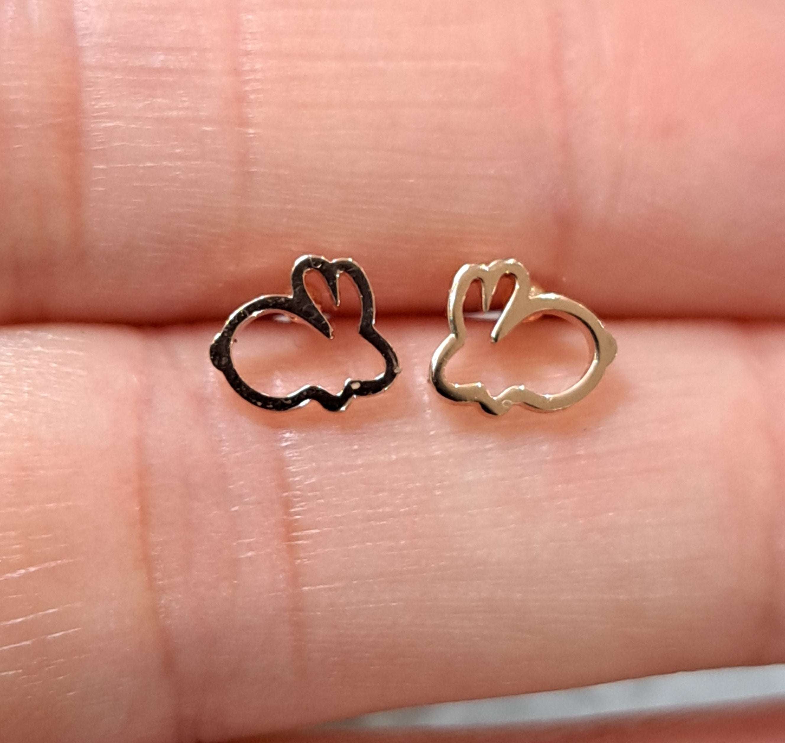 Rose Gold Small Hollow Rabbit Earrings