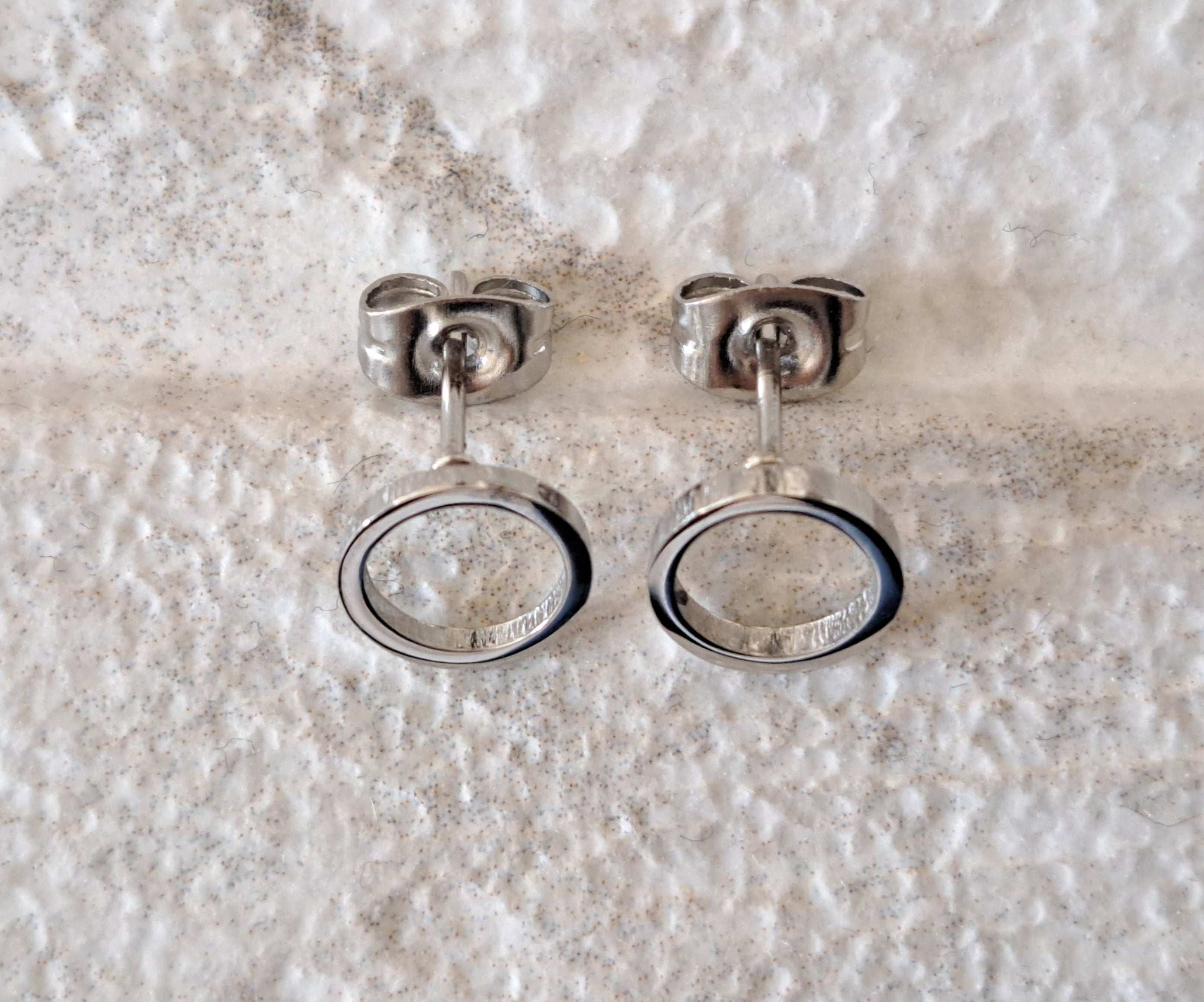 Silver Small Hollow Round Circle Earrings