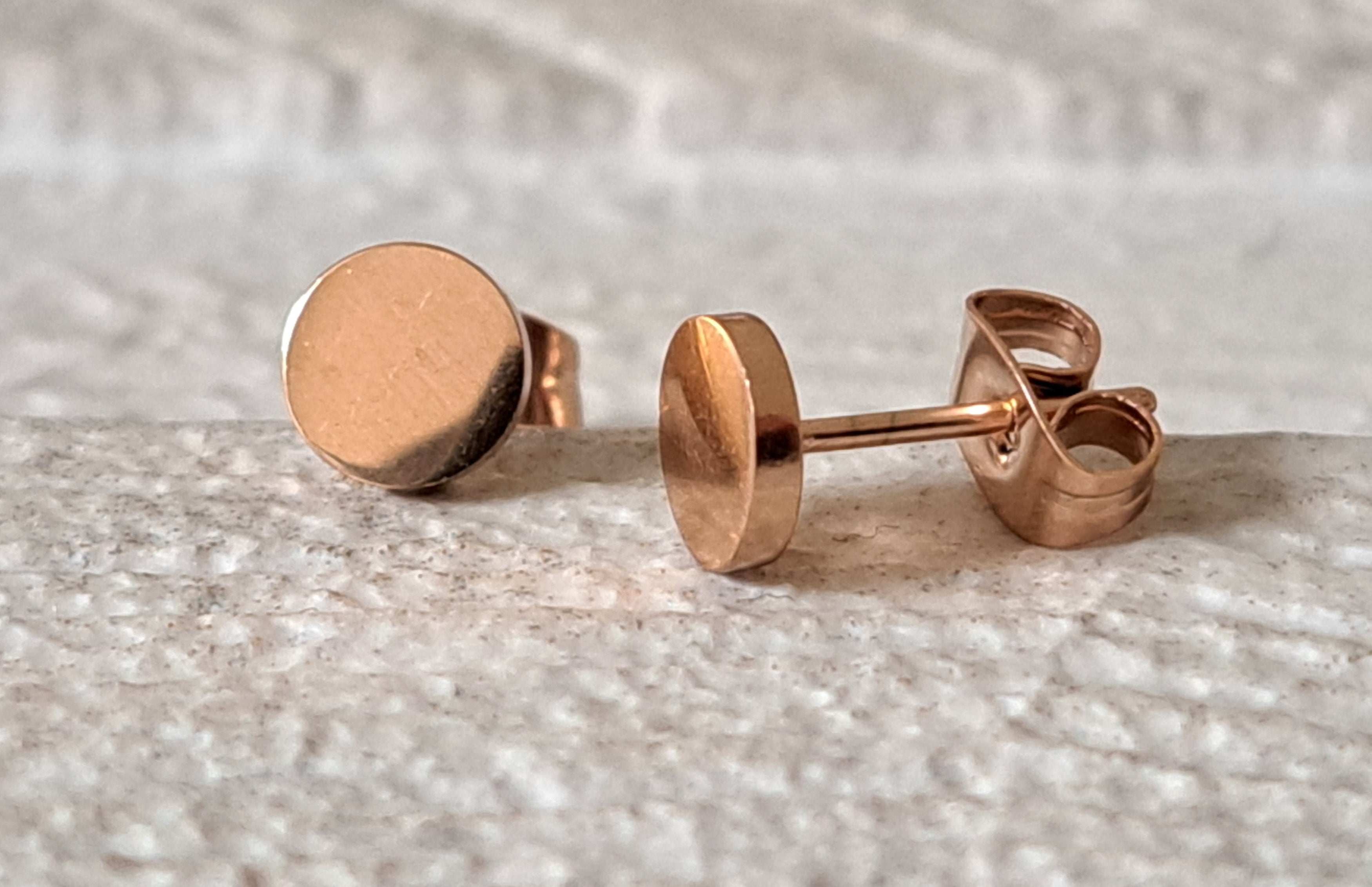 Rose Gold Small Circle Dot Round Earrings