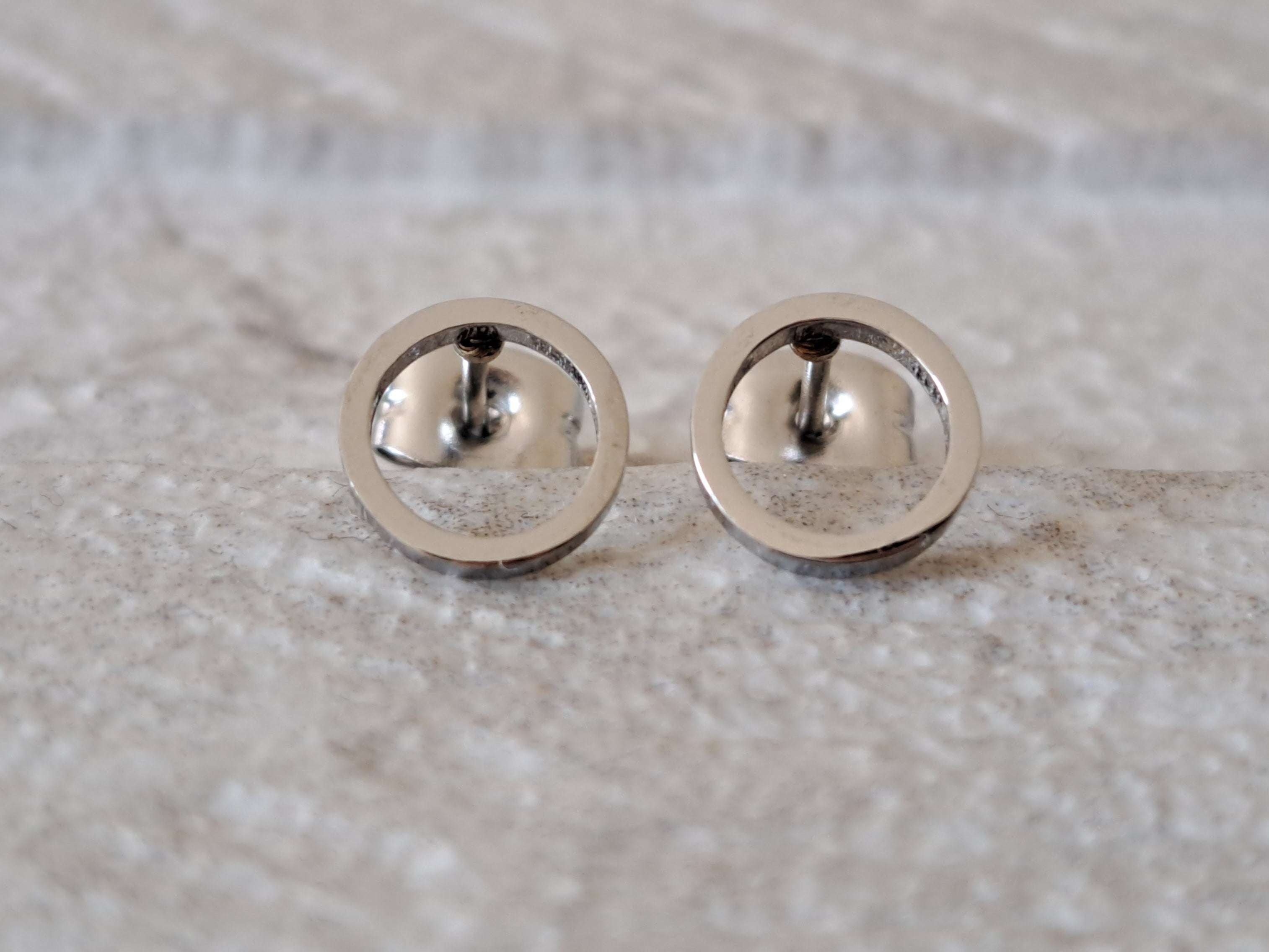 Silver Small Hollow Round Circle Earrings