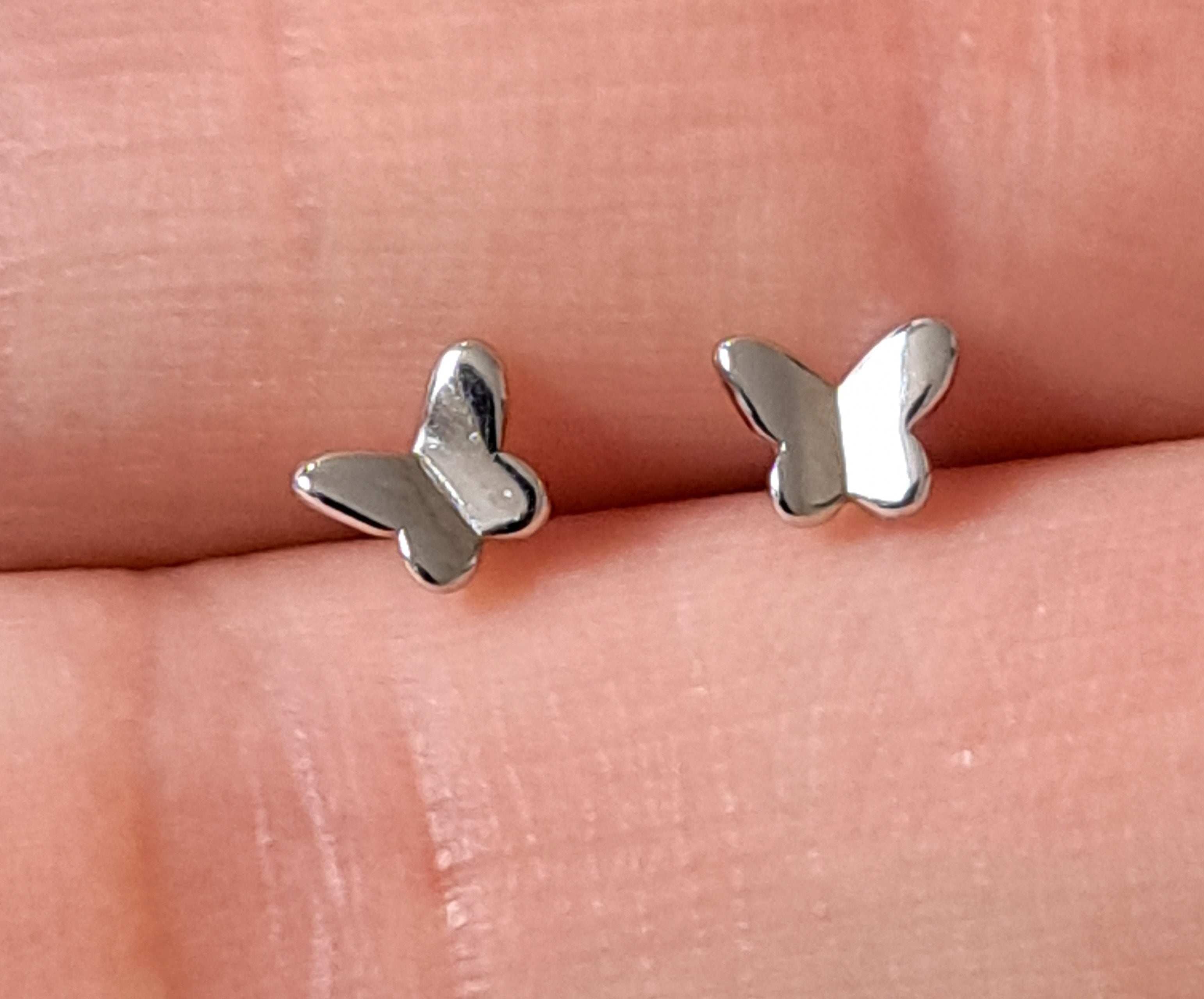 Silver 925 Tiny Butterfly Stud Earrings