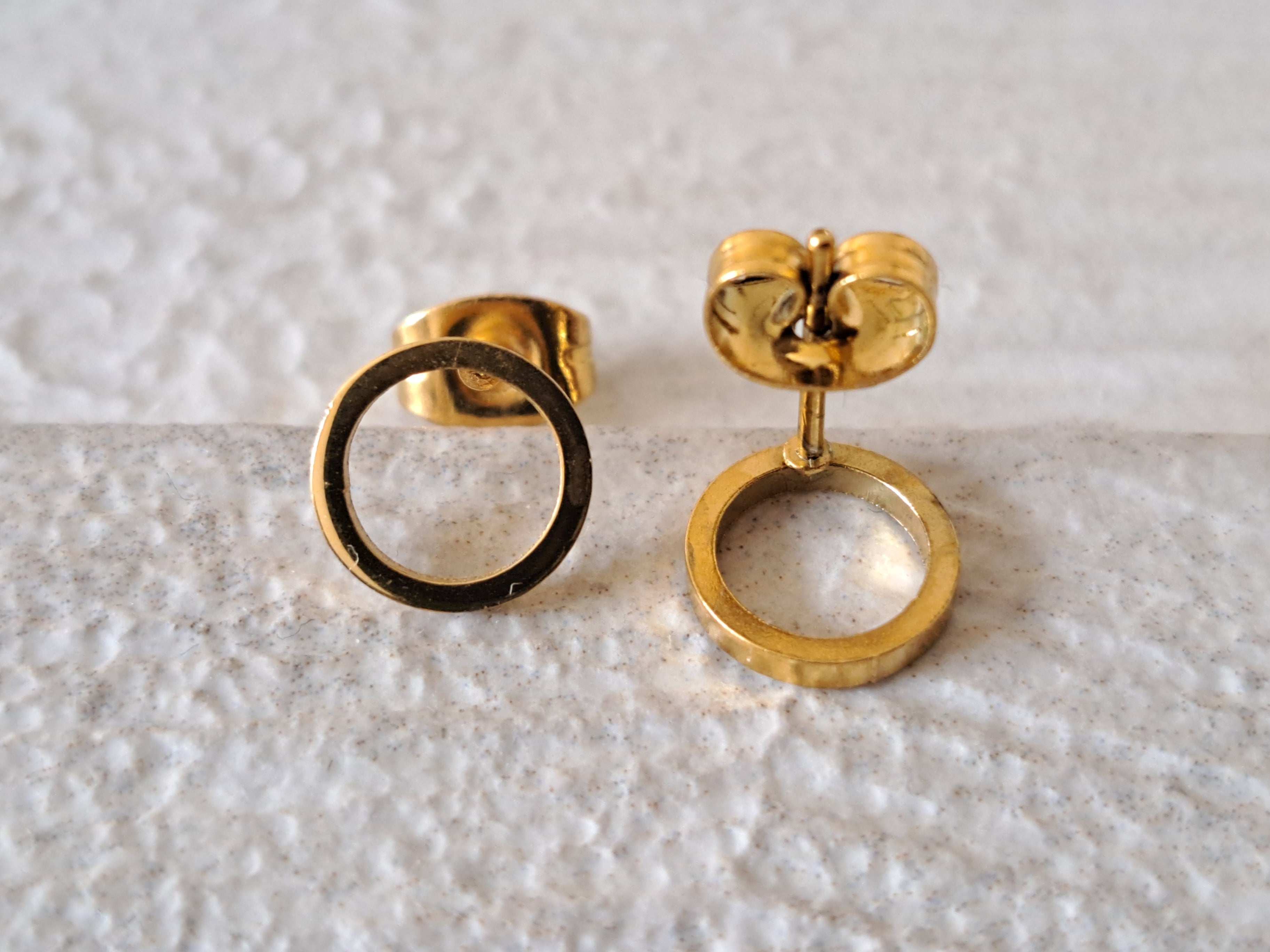Gold Small Hollow Round Circle Earrings