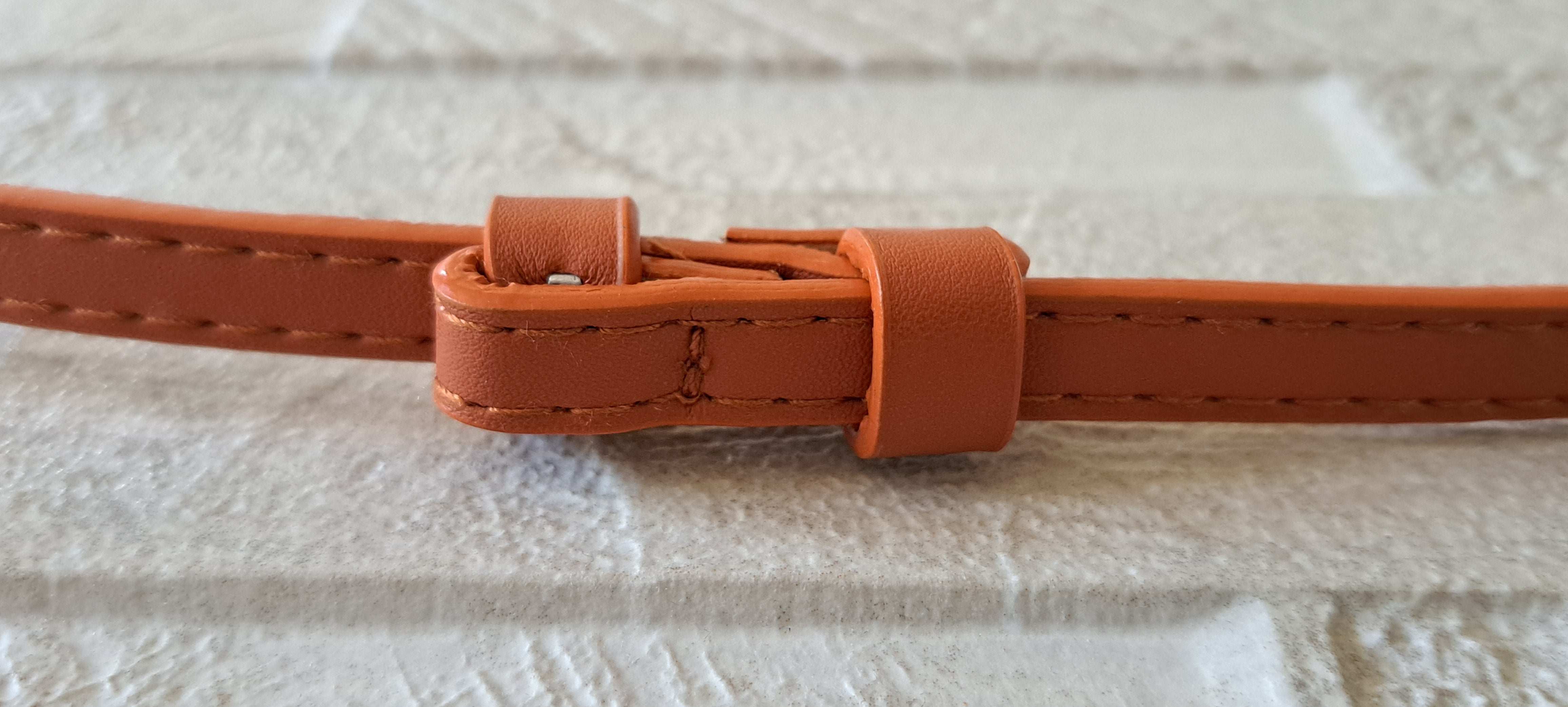 Tan Gold Skinny Double Buckle Stretch Dress Belt