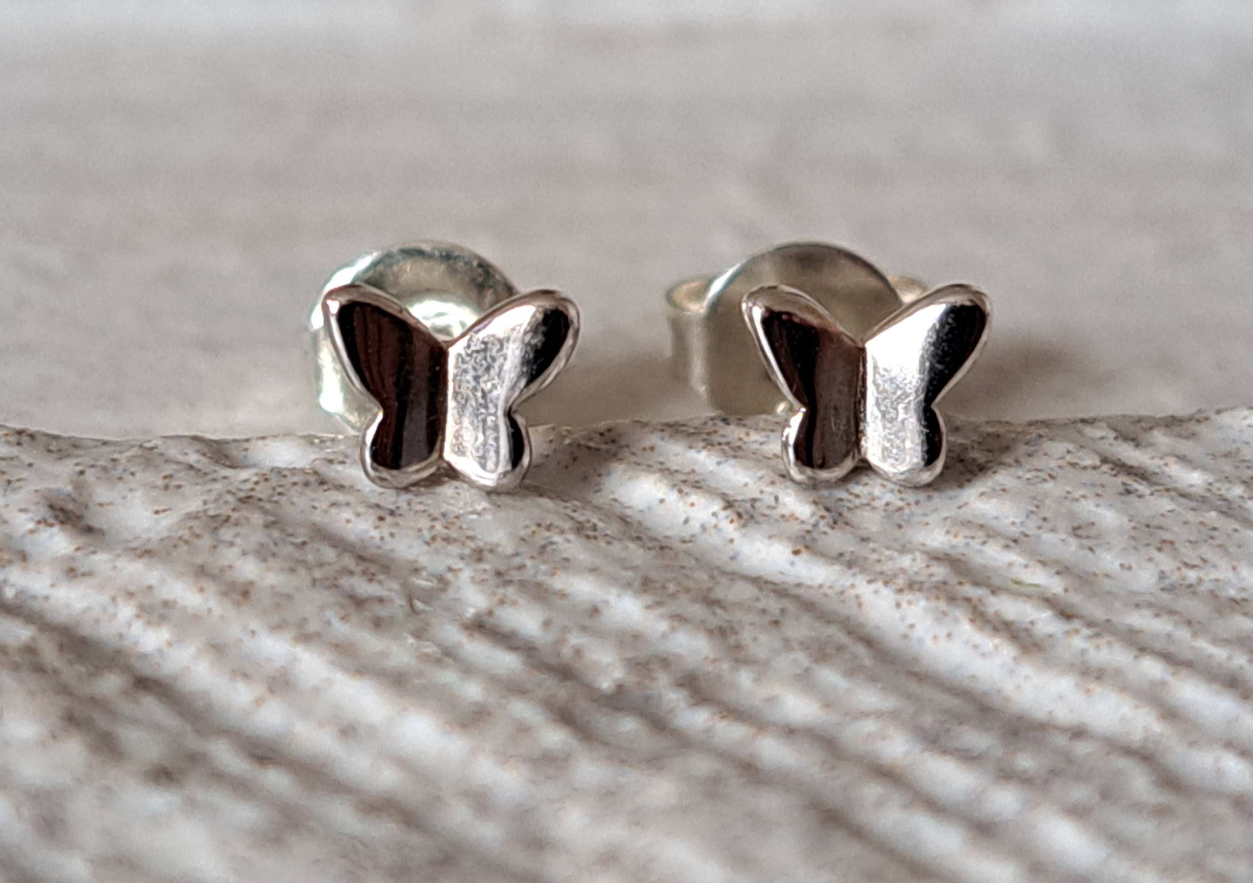 Silver 925 Tiny Butterfly Stud Earrings
