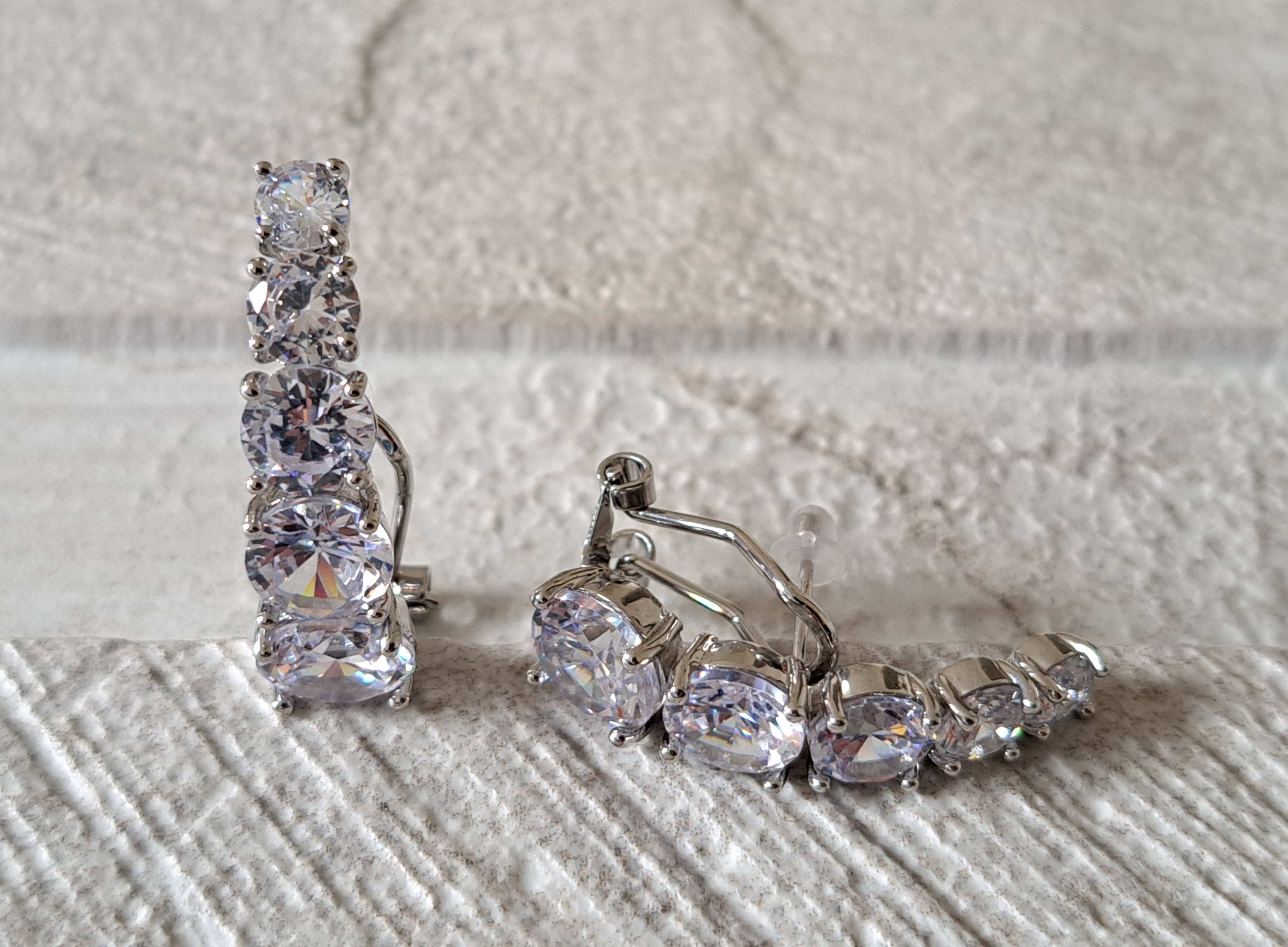 Silver Four Drop Swarovski Crystal Earrings