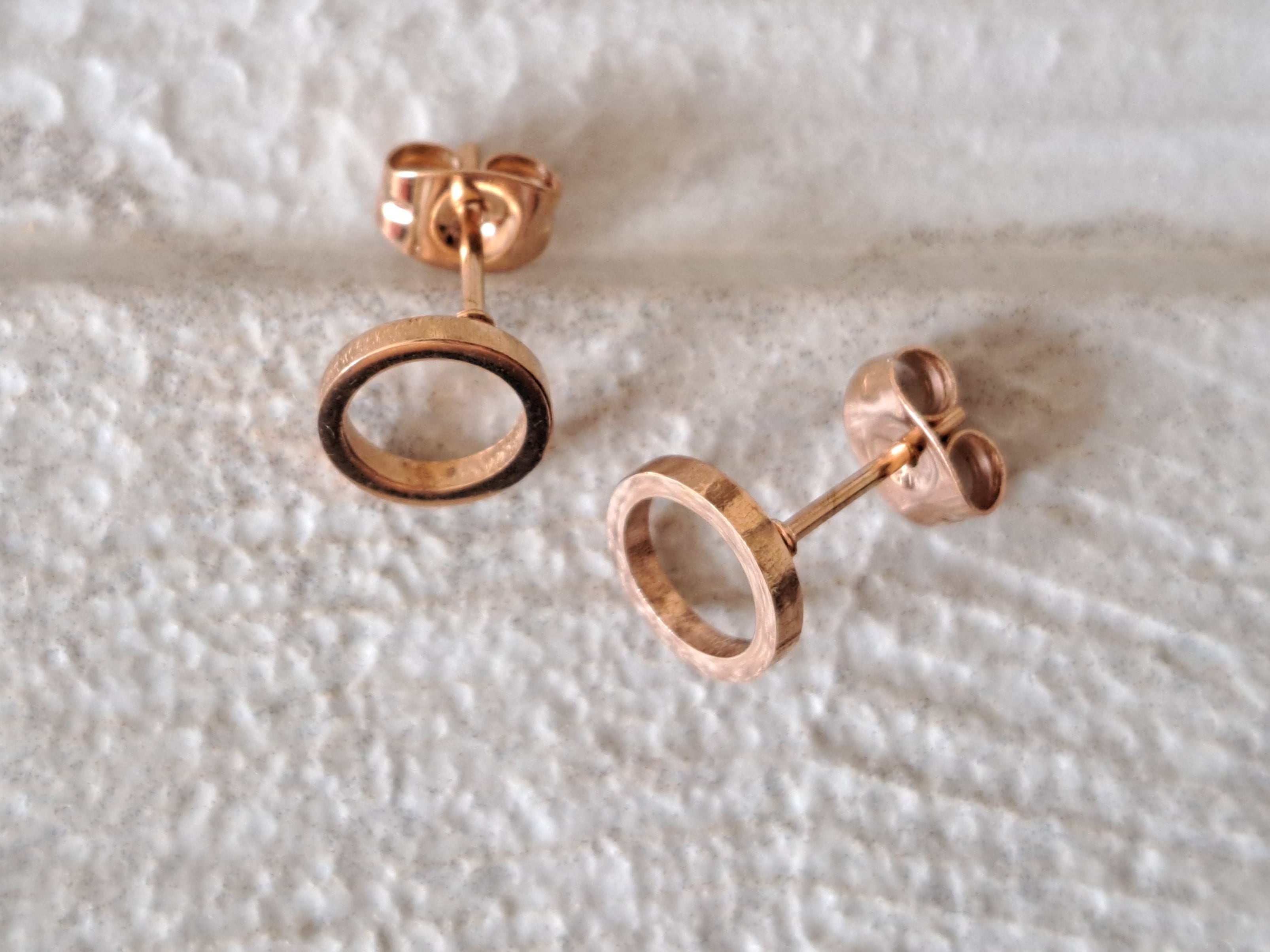 Rose Gold Small Hollow Round Circle Earrings
