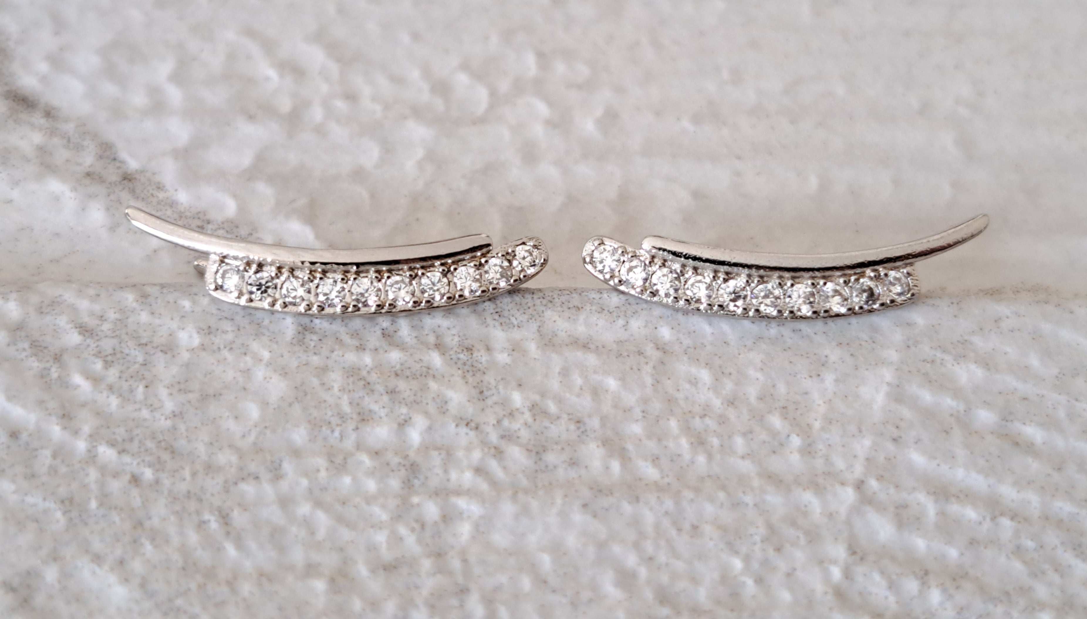 Silver Plated Swarovski Crystal Climber Earrings