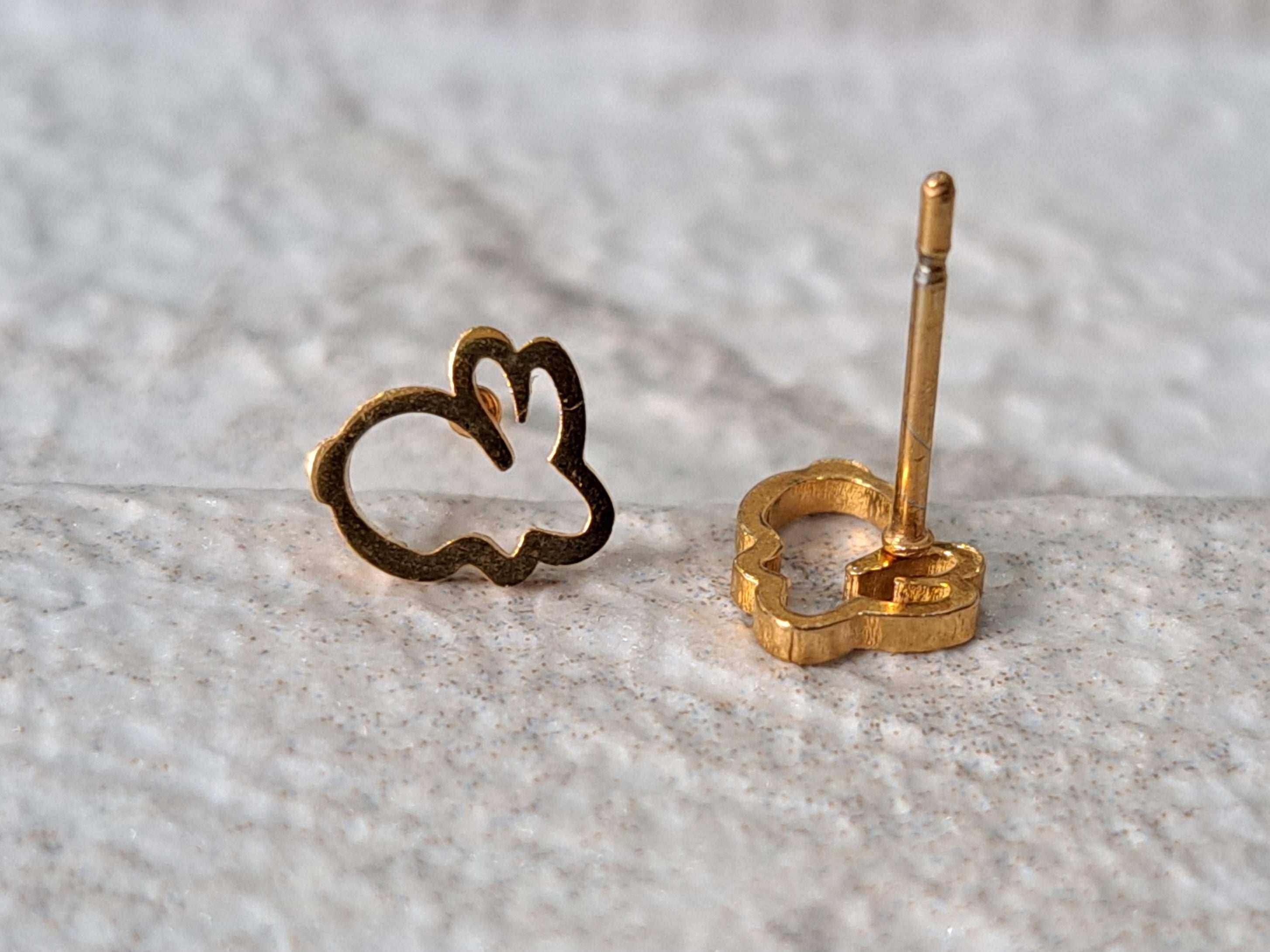 Gold Small Hollow Rabbit Earrings