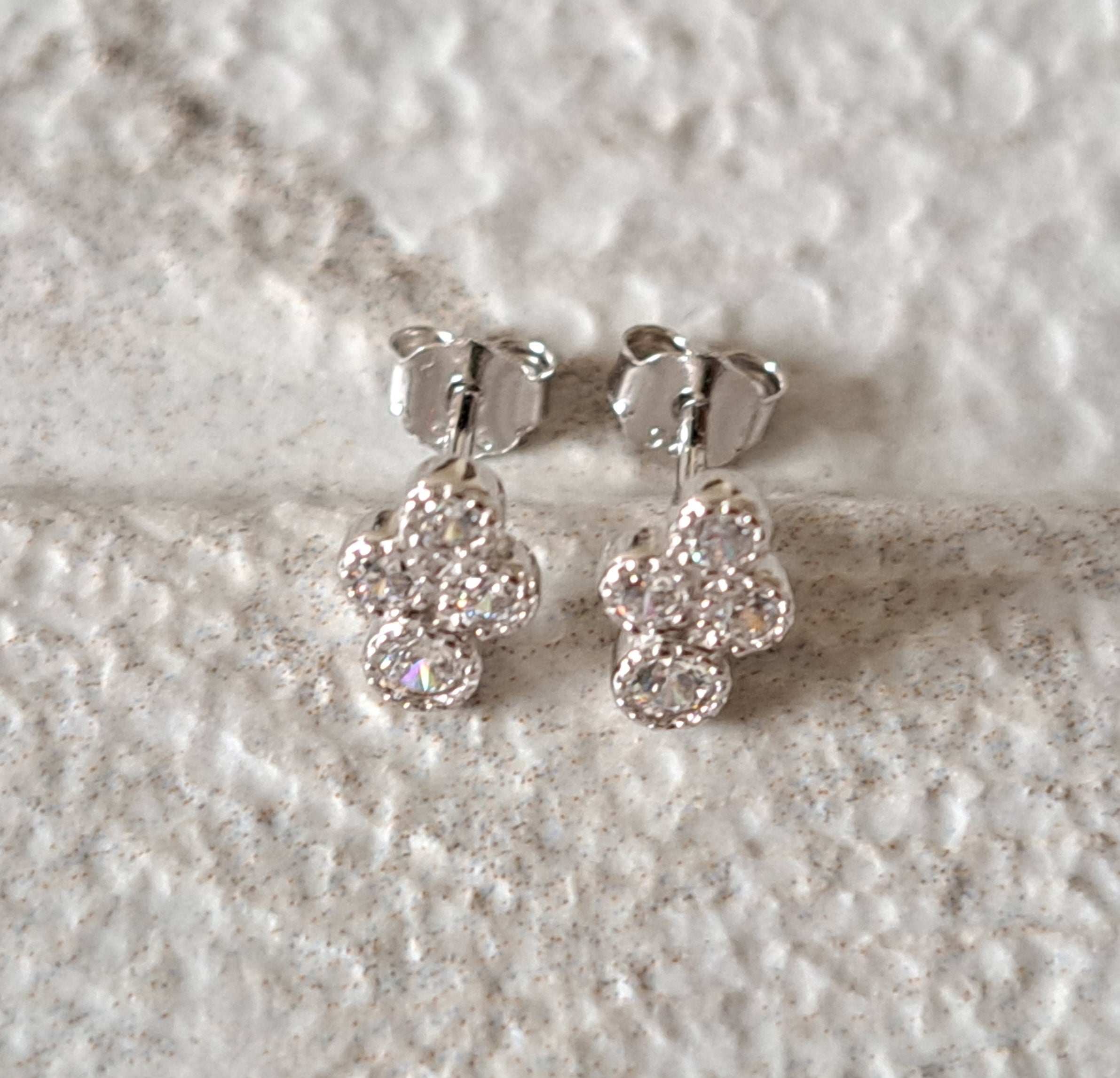 Tiny Sterling Silver Four Dot Swarovski Crystal Earrings