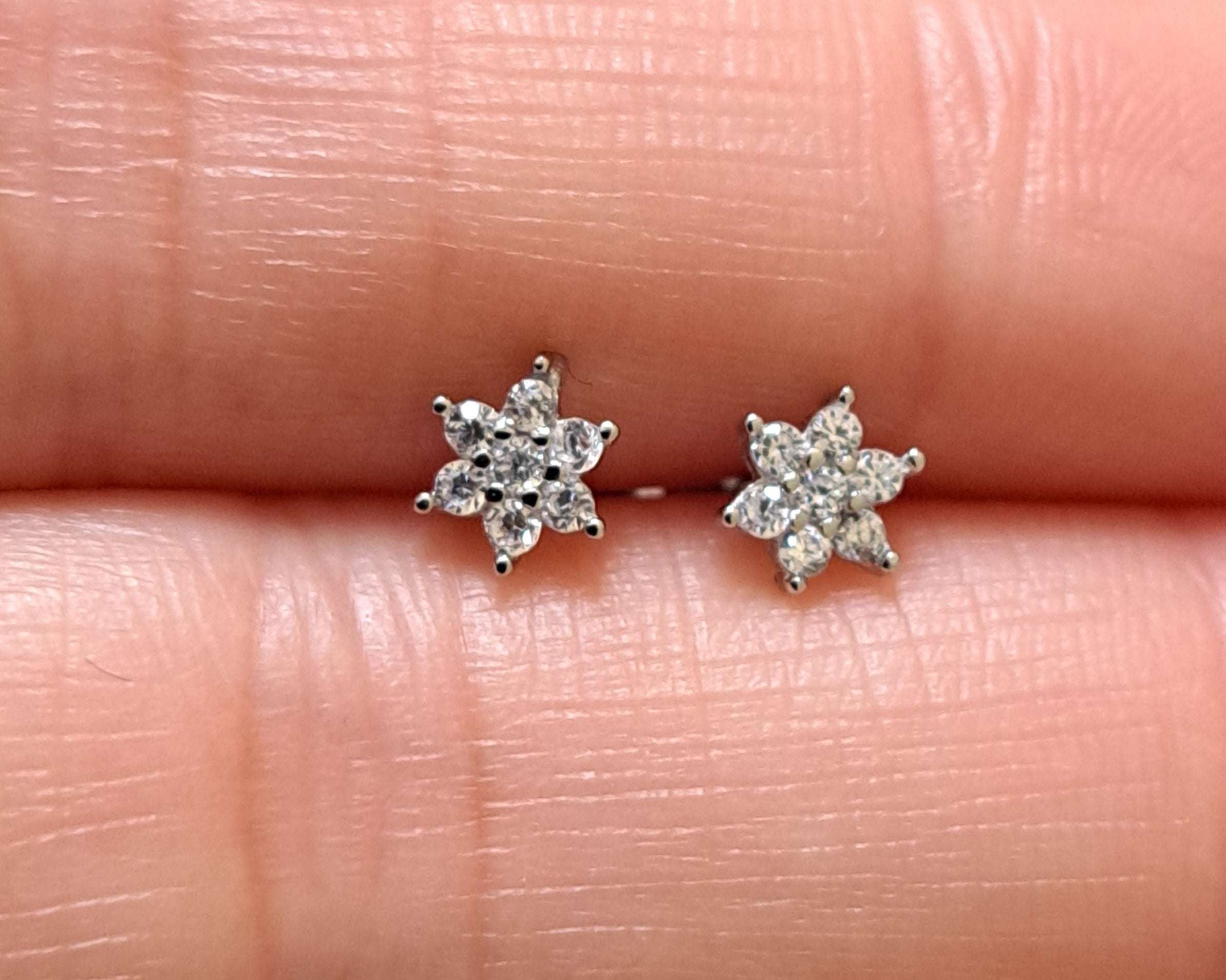 Tiny Sterling Silver Swarovski Crystal Stud Earrings