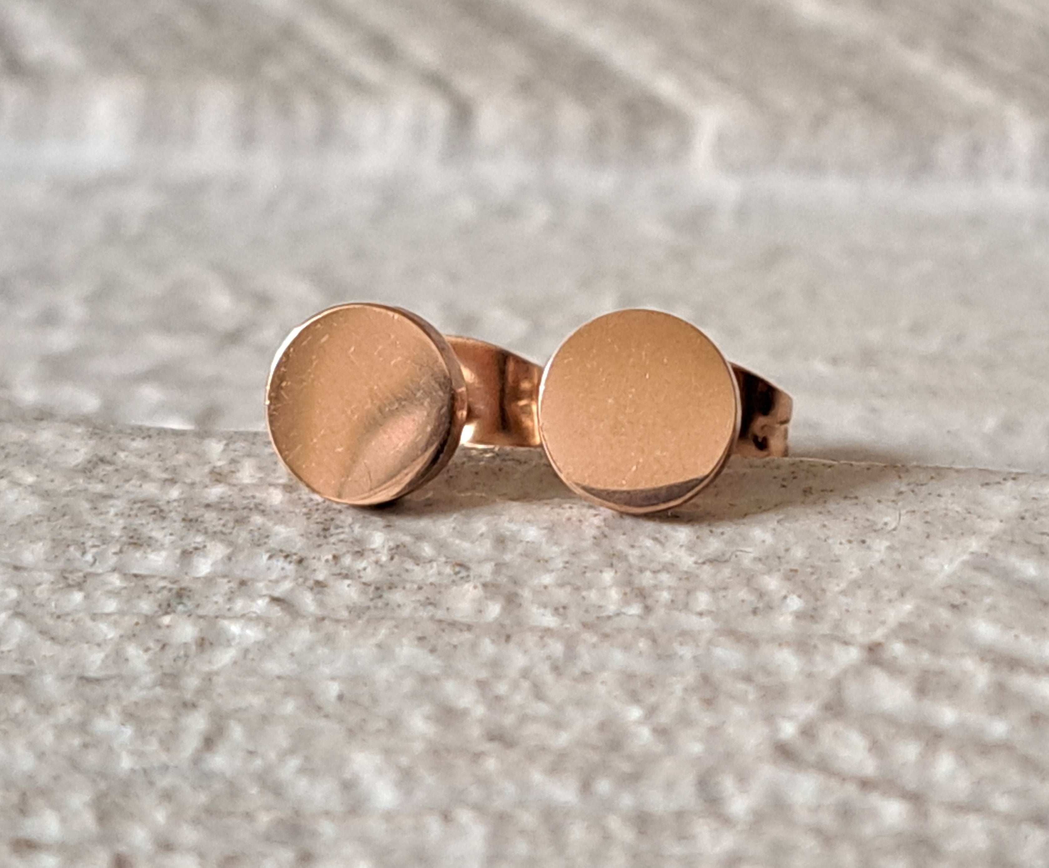 Rose Gold Small Circle Dot Round Earrings
