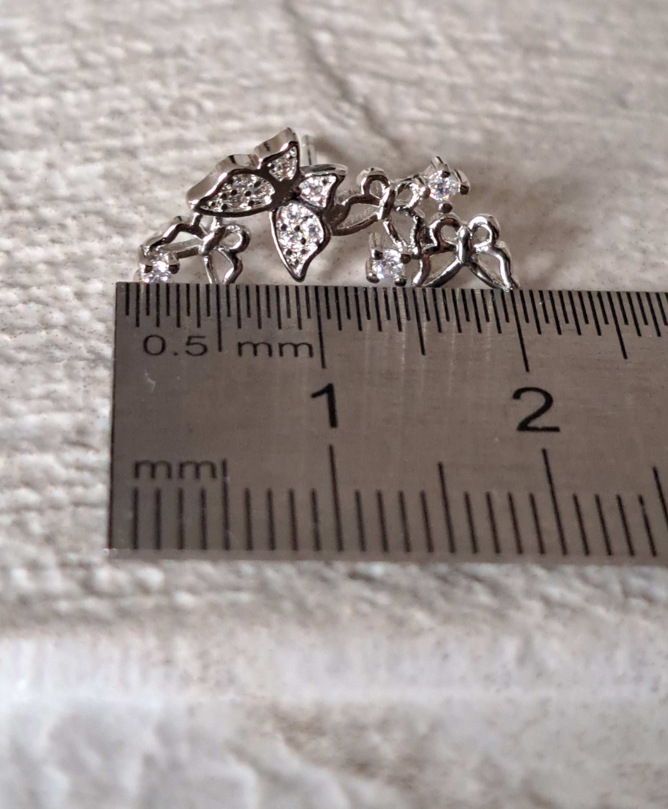 Silver Long Butterfly Swarovski Crystal Earrings