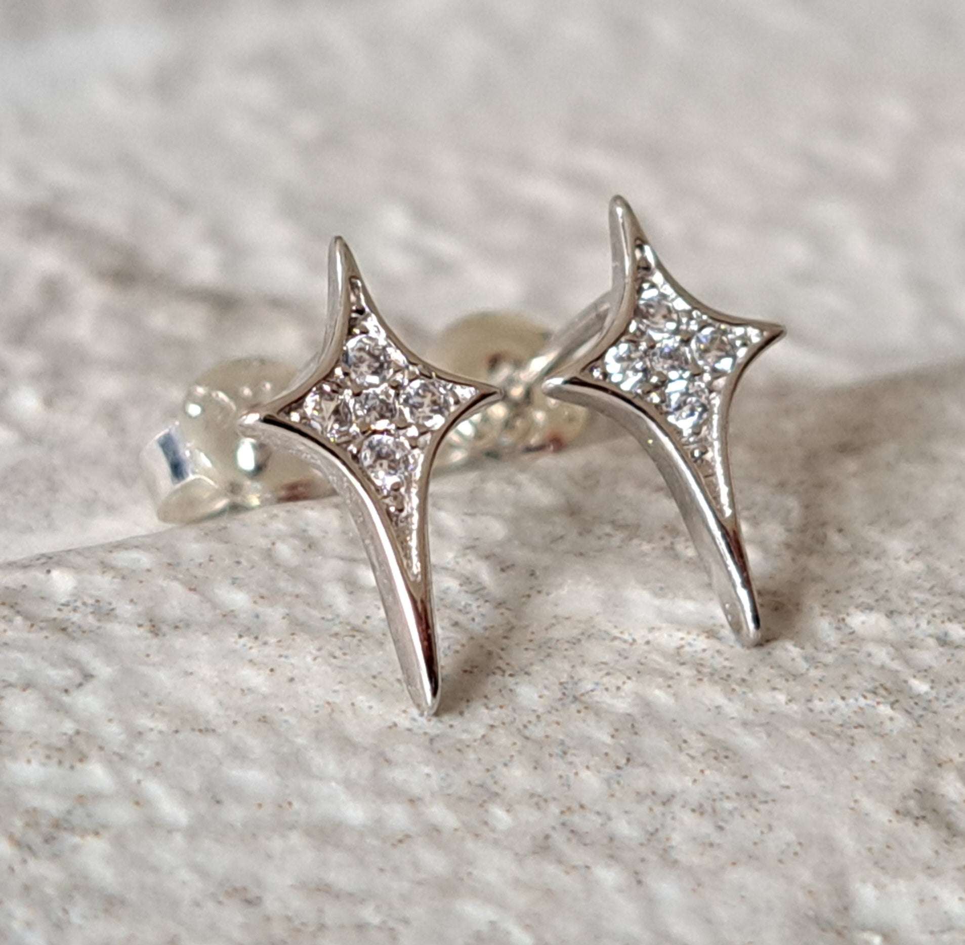Silver 925 Cross Swarovski Crystal Star Earrings