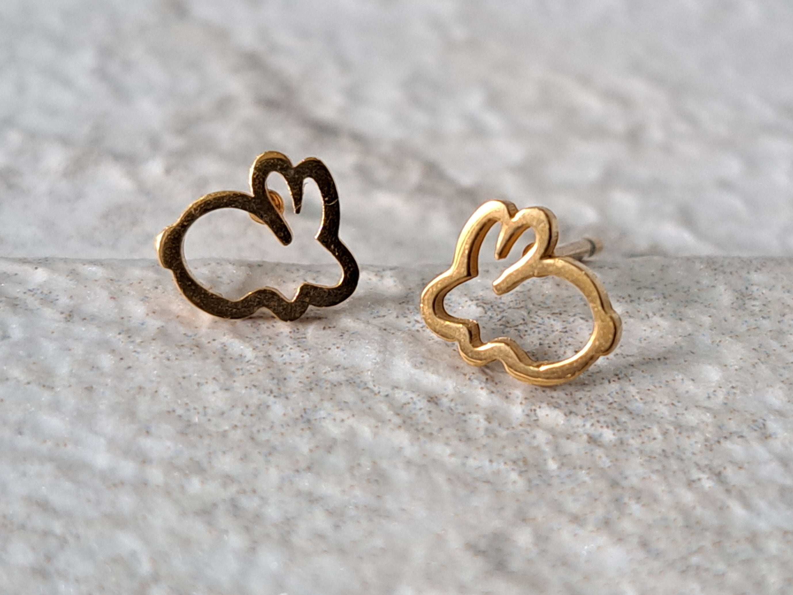 Gold Small Hollow Rabbit Earrings