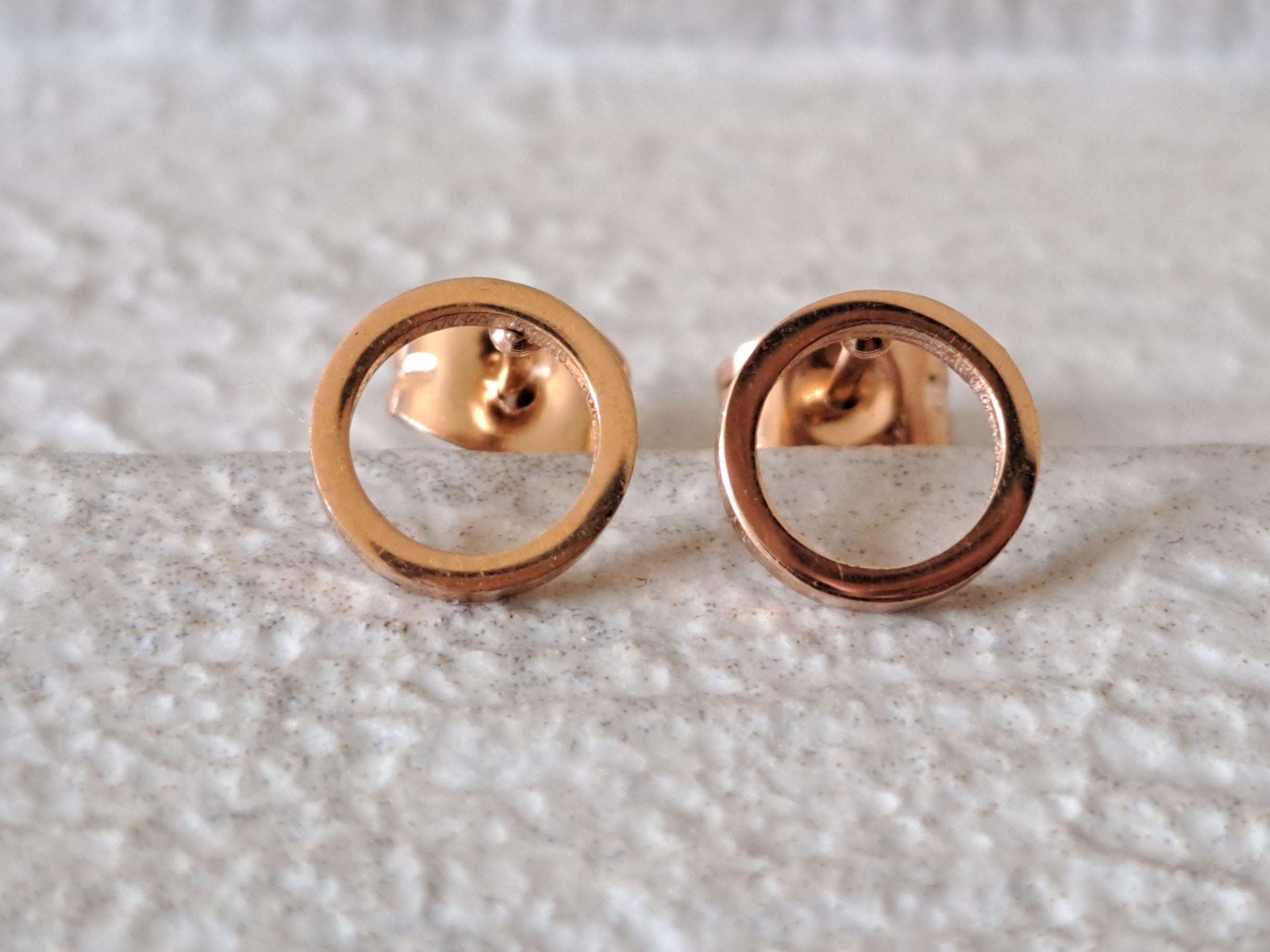Rose Gold Small Hollow Round Circle Earrings