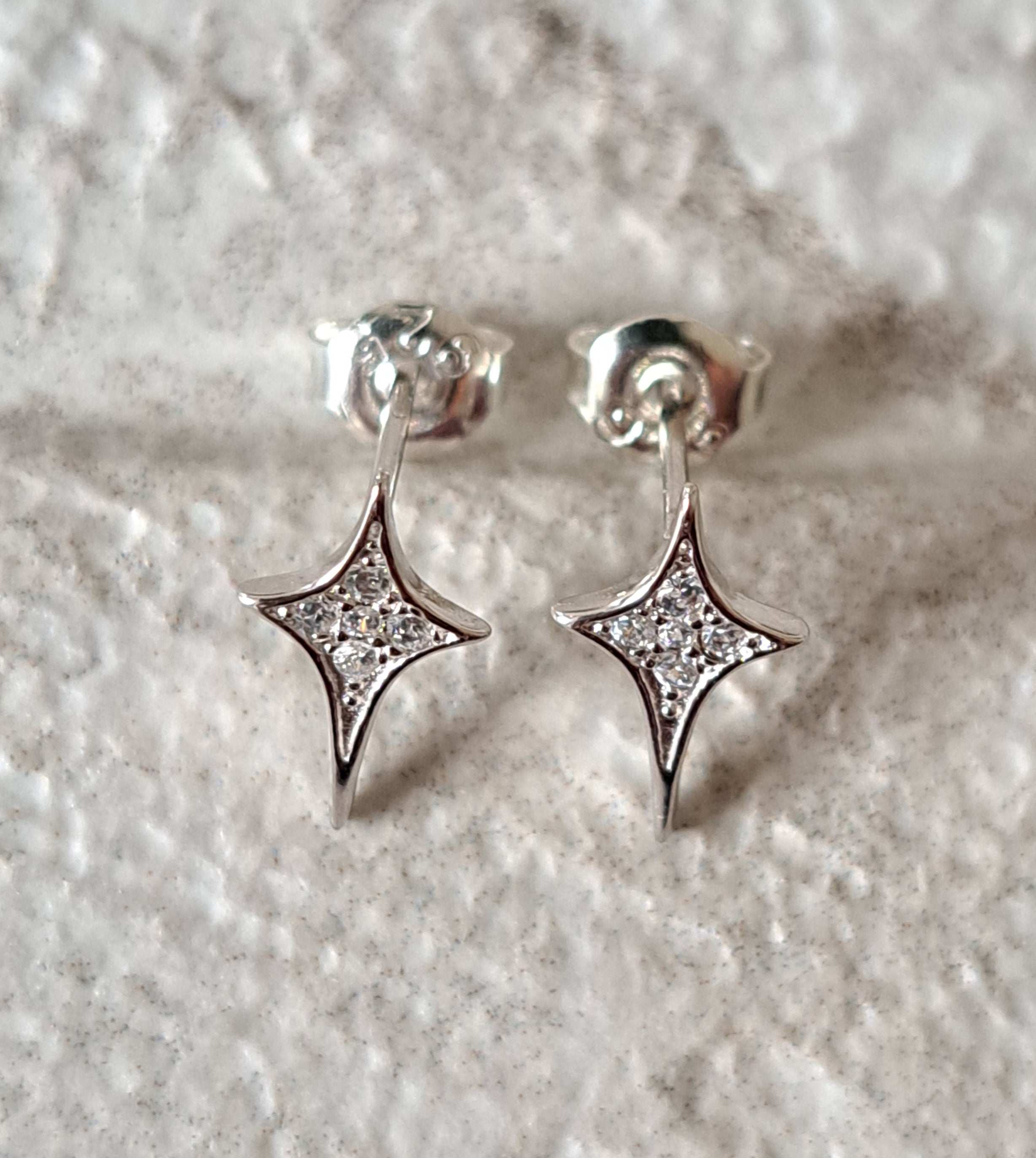 Silver 925 Cross Swarovski Crystal Star Earrings
